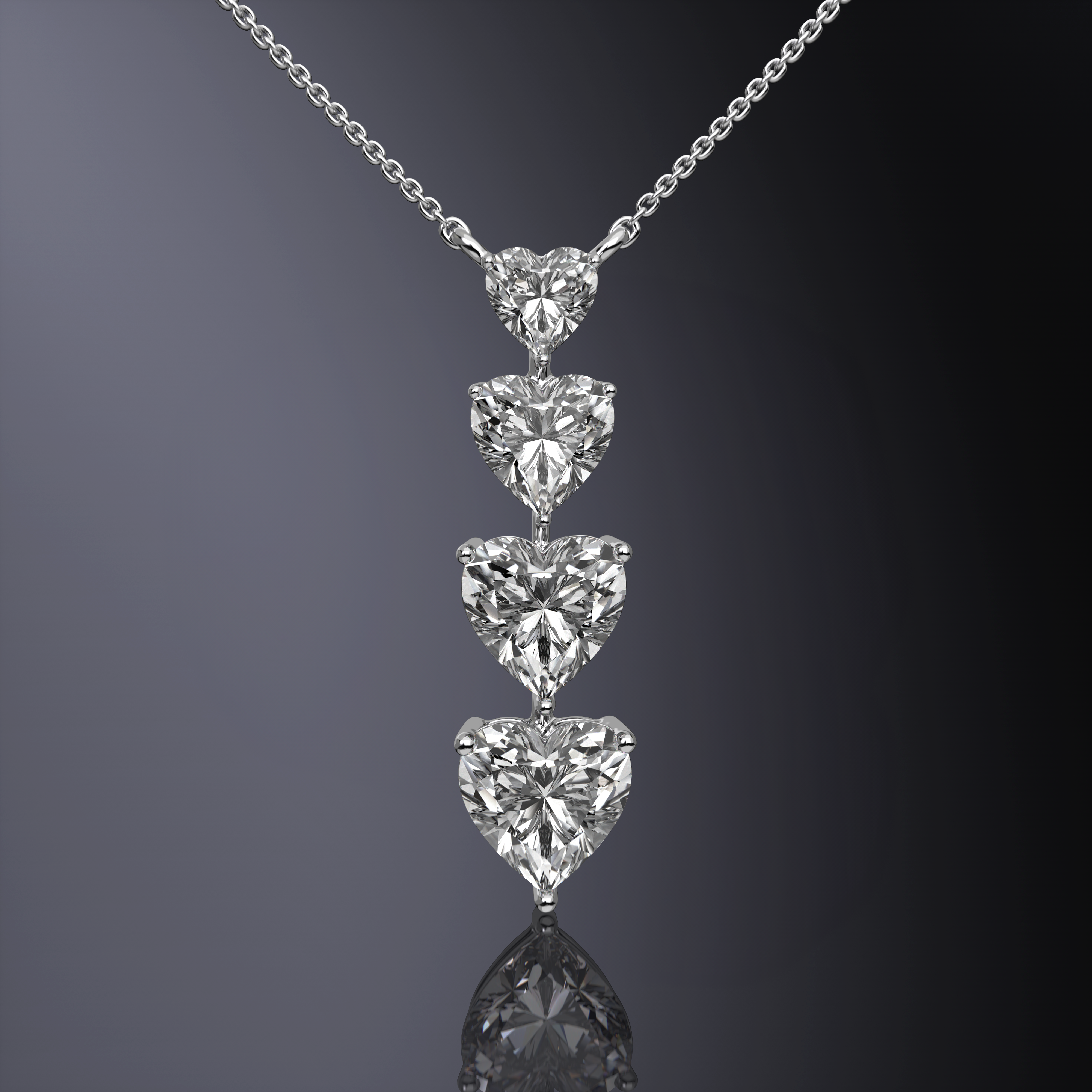 Four Stone Heart Pendant