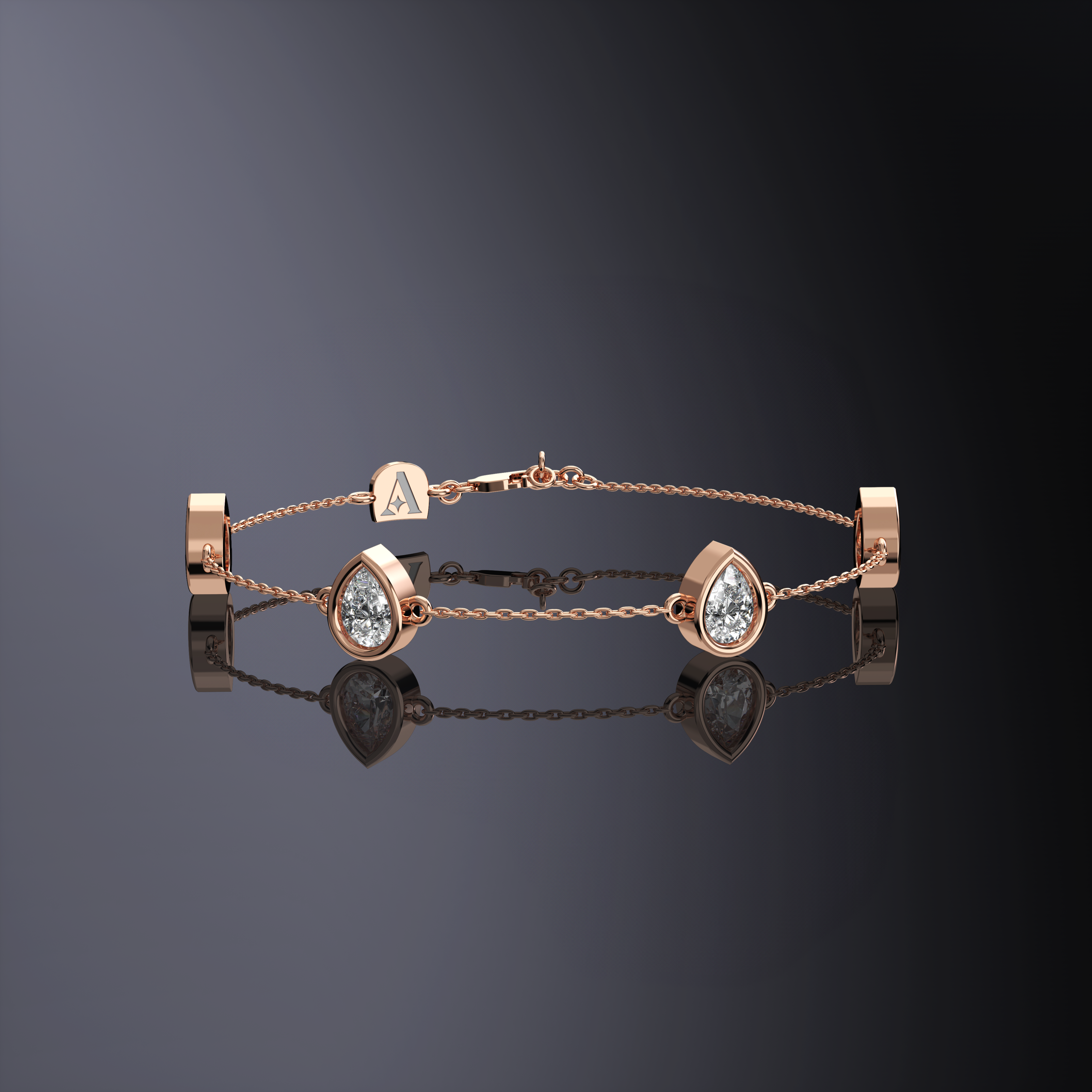 Bracelet chaîne quatre pierres taille poire