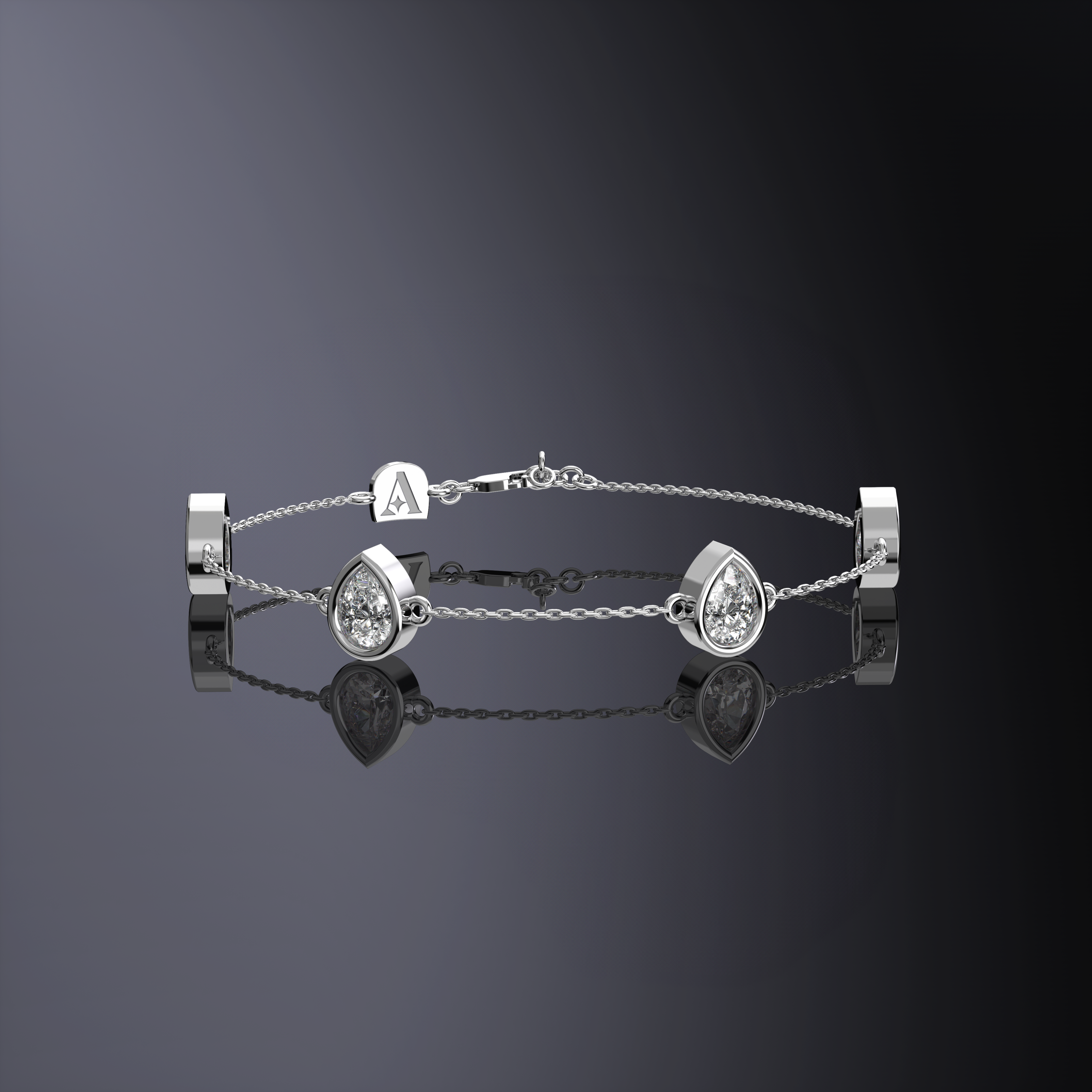 Bracelet chaîne quatre pierres taille poire