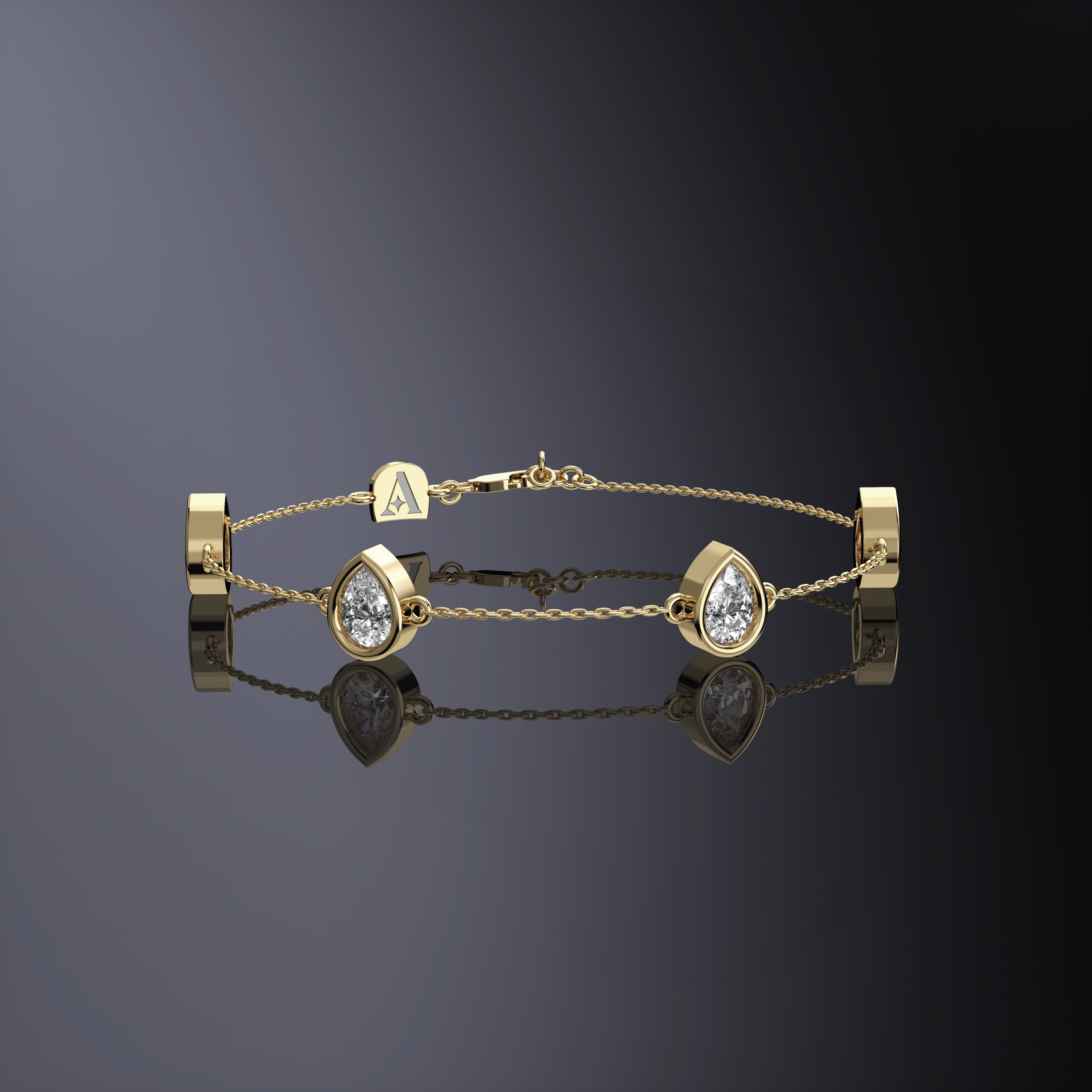 Bracelet chaîne quatre pierres taille poire