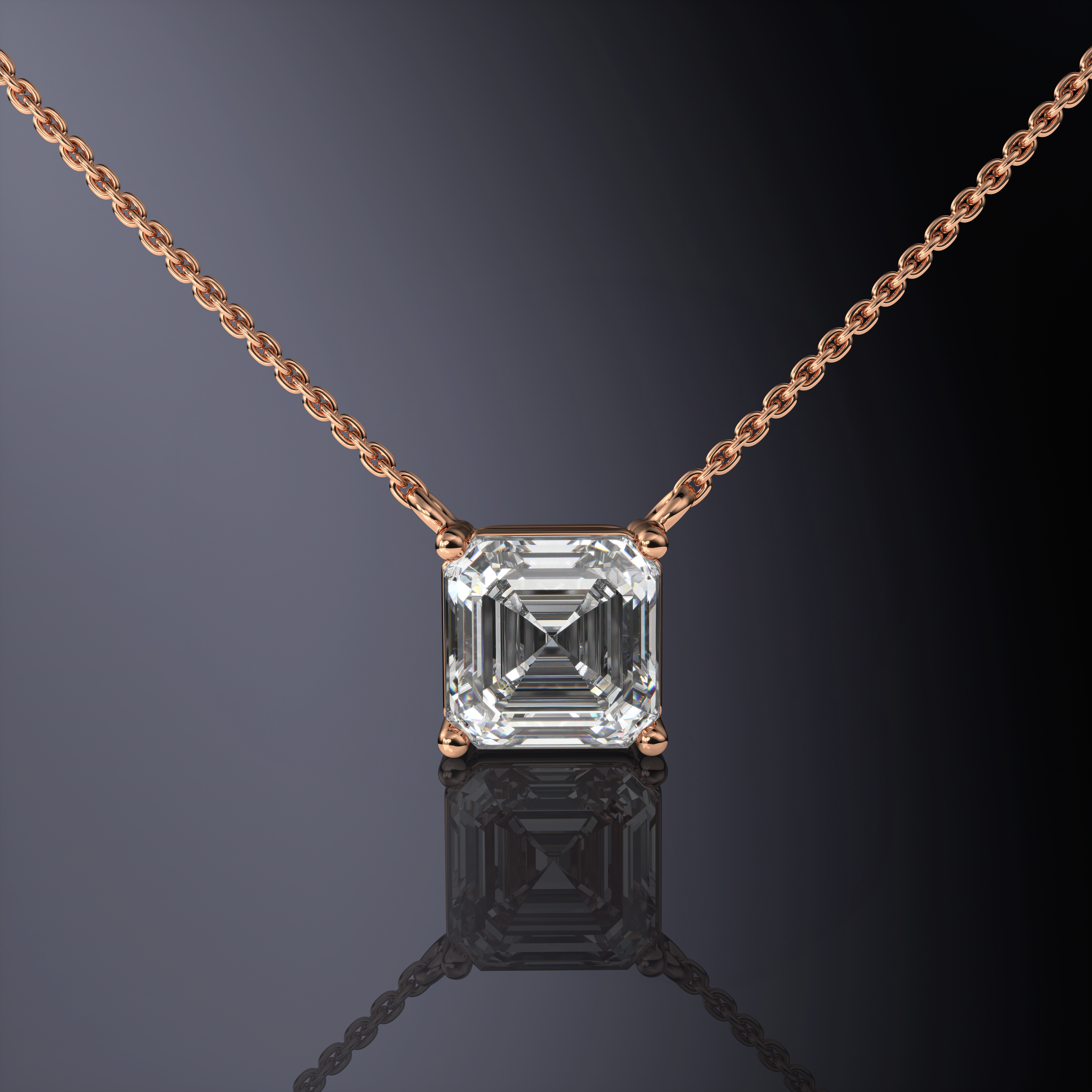 Pendentif serti griffes taille Asscher