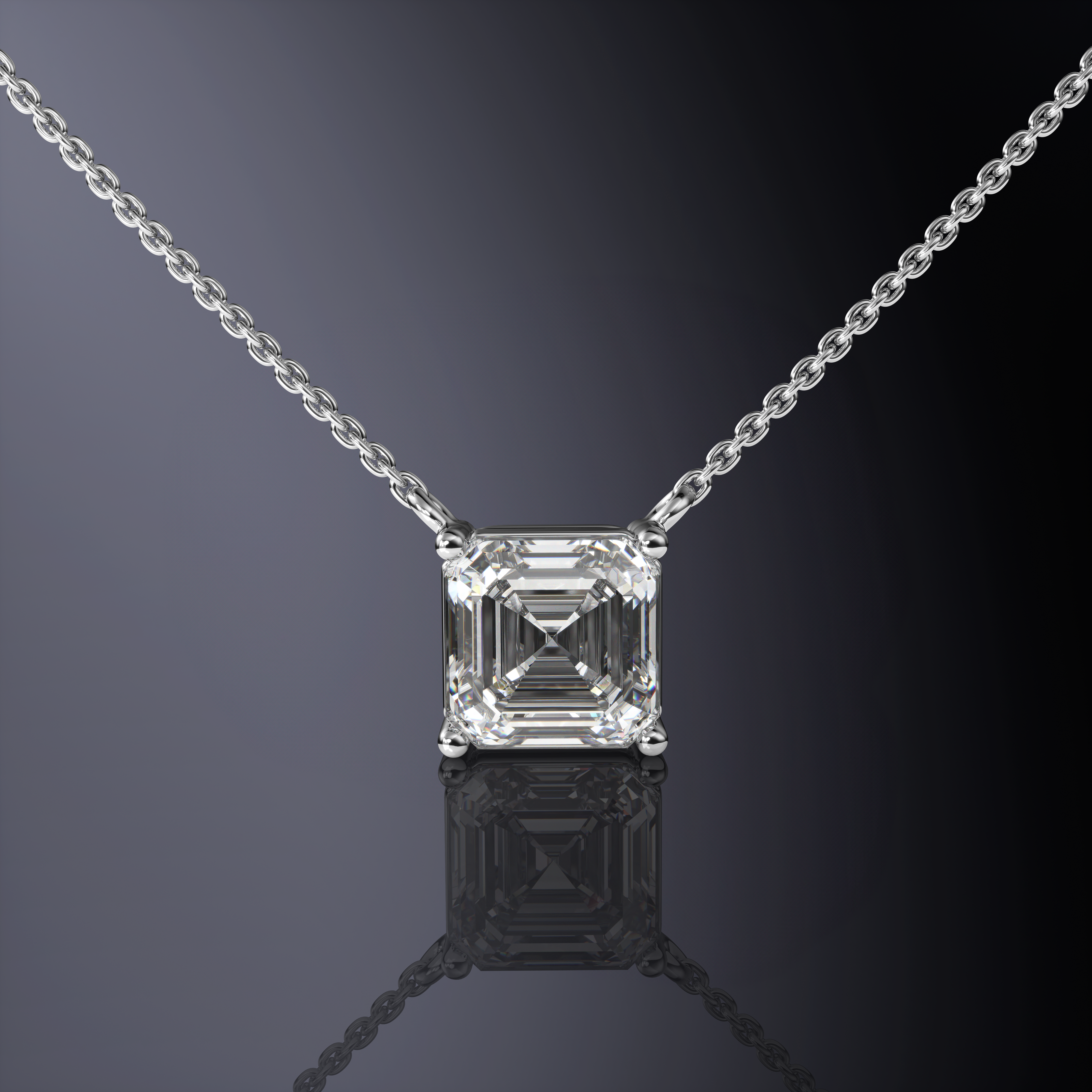 Pendentif serti griffes taille Asscher