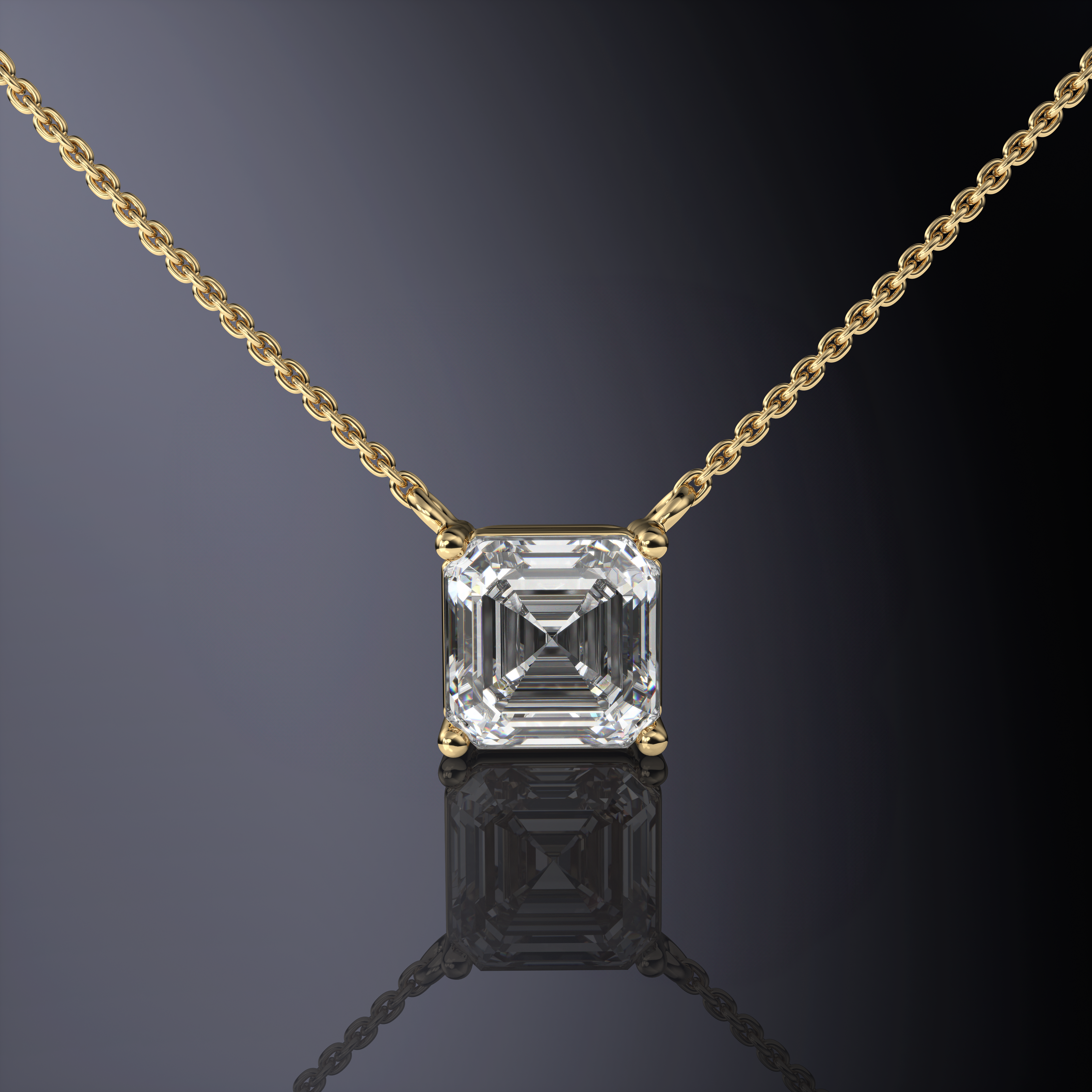 Pendentif serti griffes taille Asscher