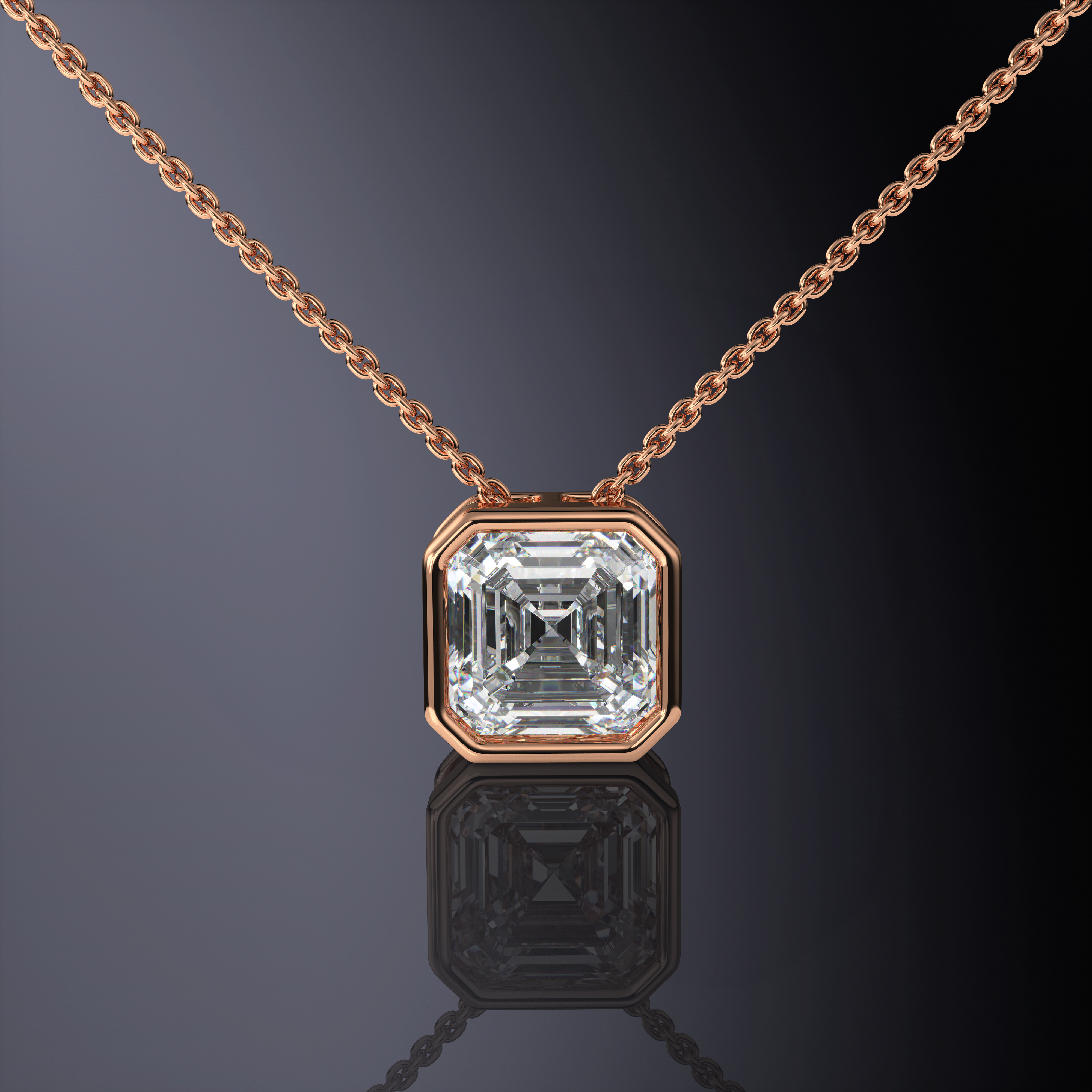 Pendentif serti clos taille Asscher
