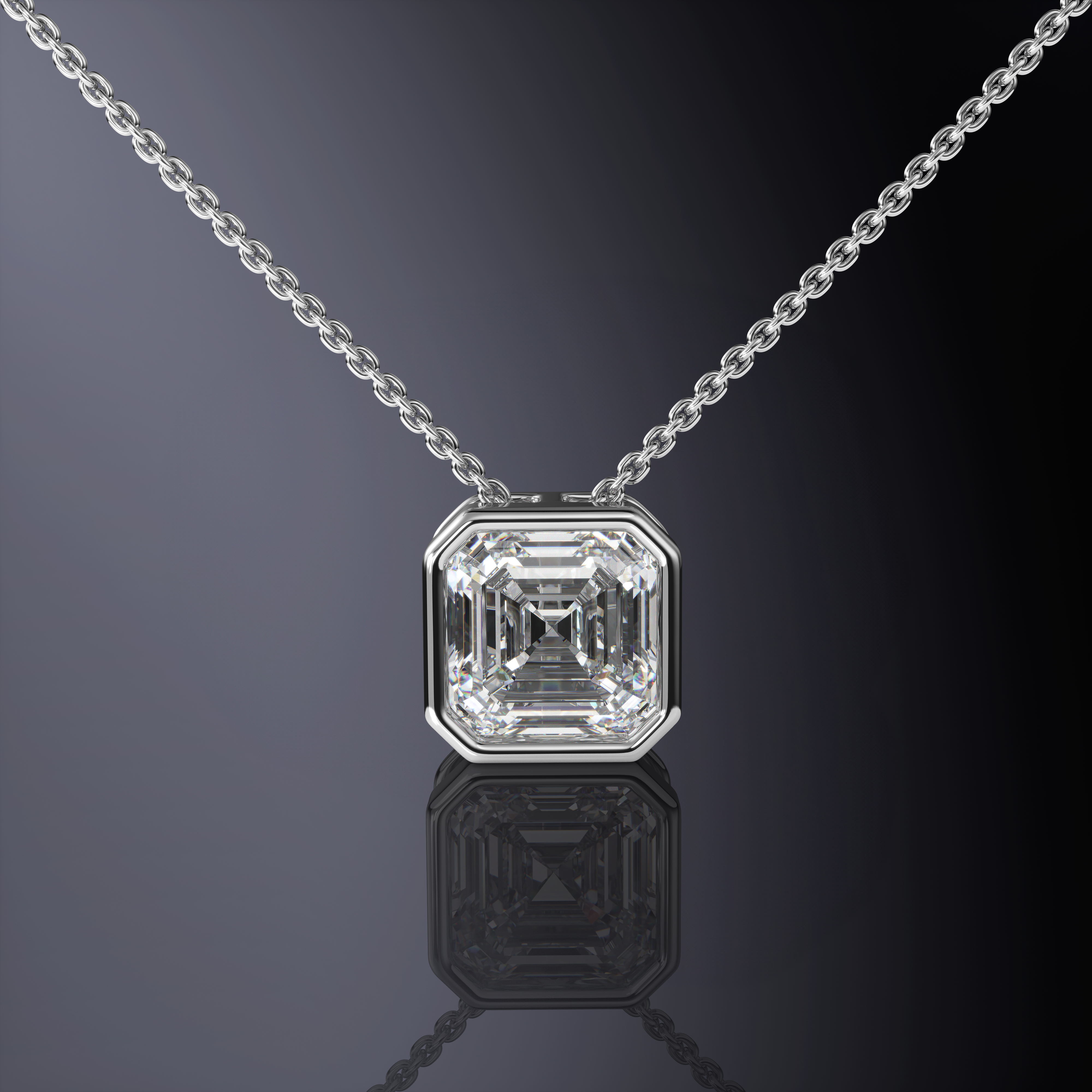Pendentif serti clos taille Asscher