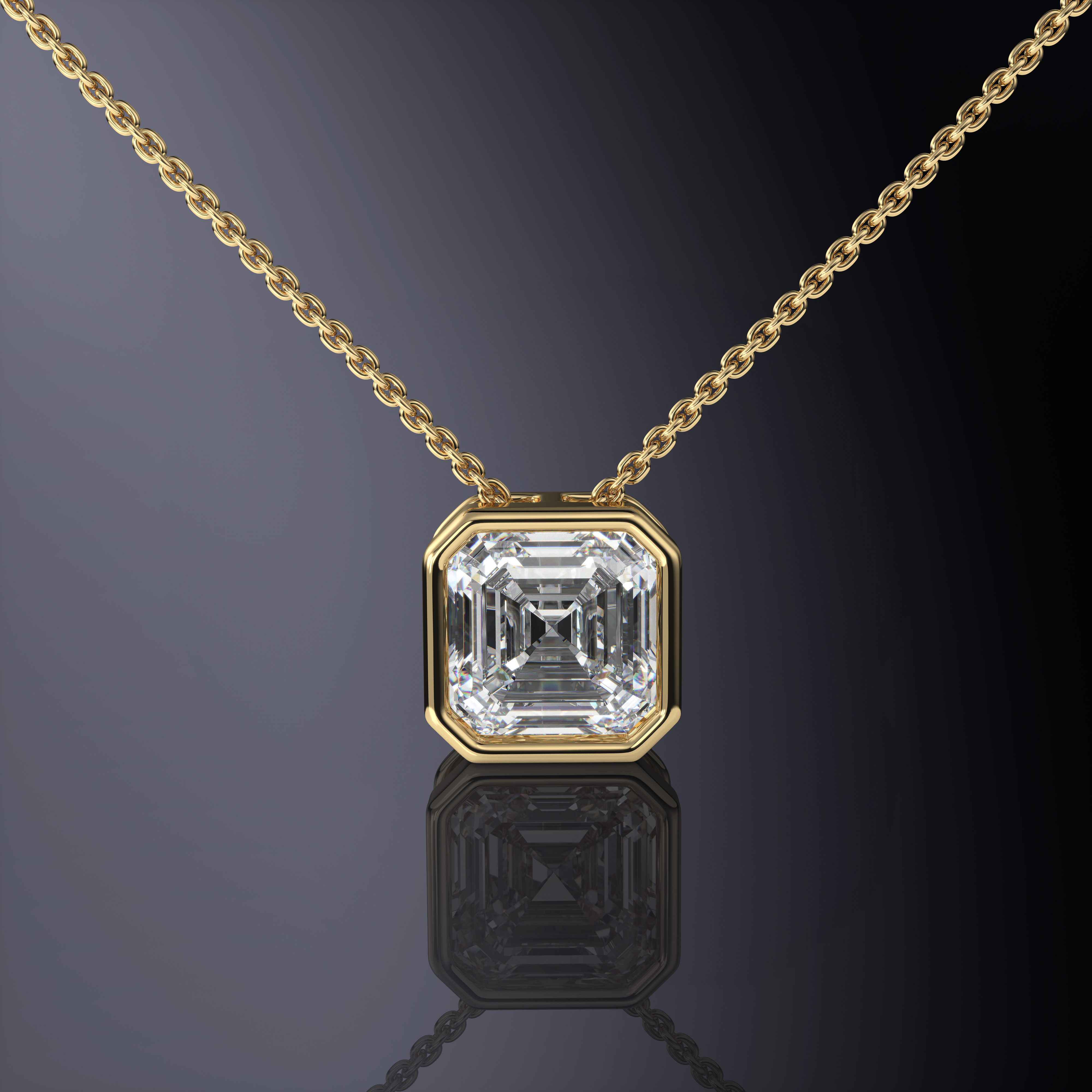 Pendentif serti clos taille Asscher