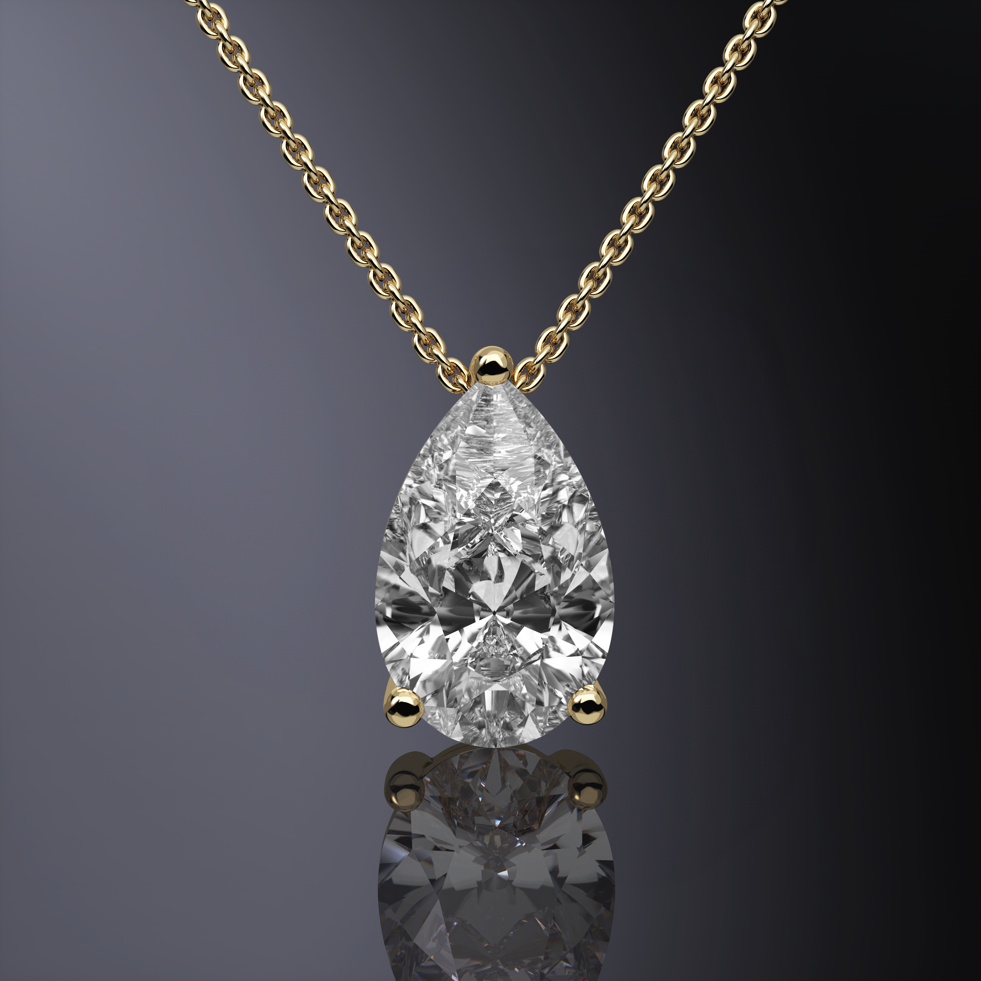 Pendentif poire en or blanc serti de griffes