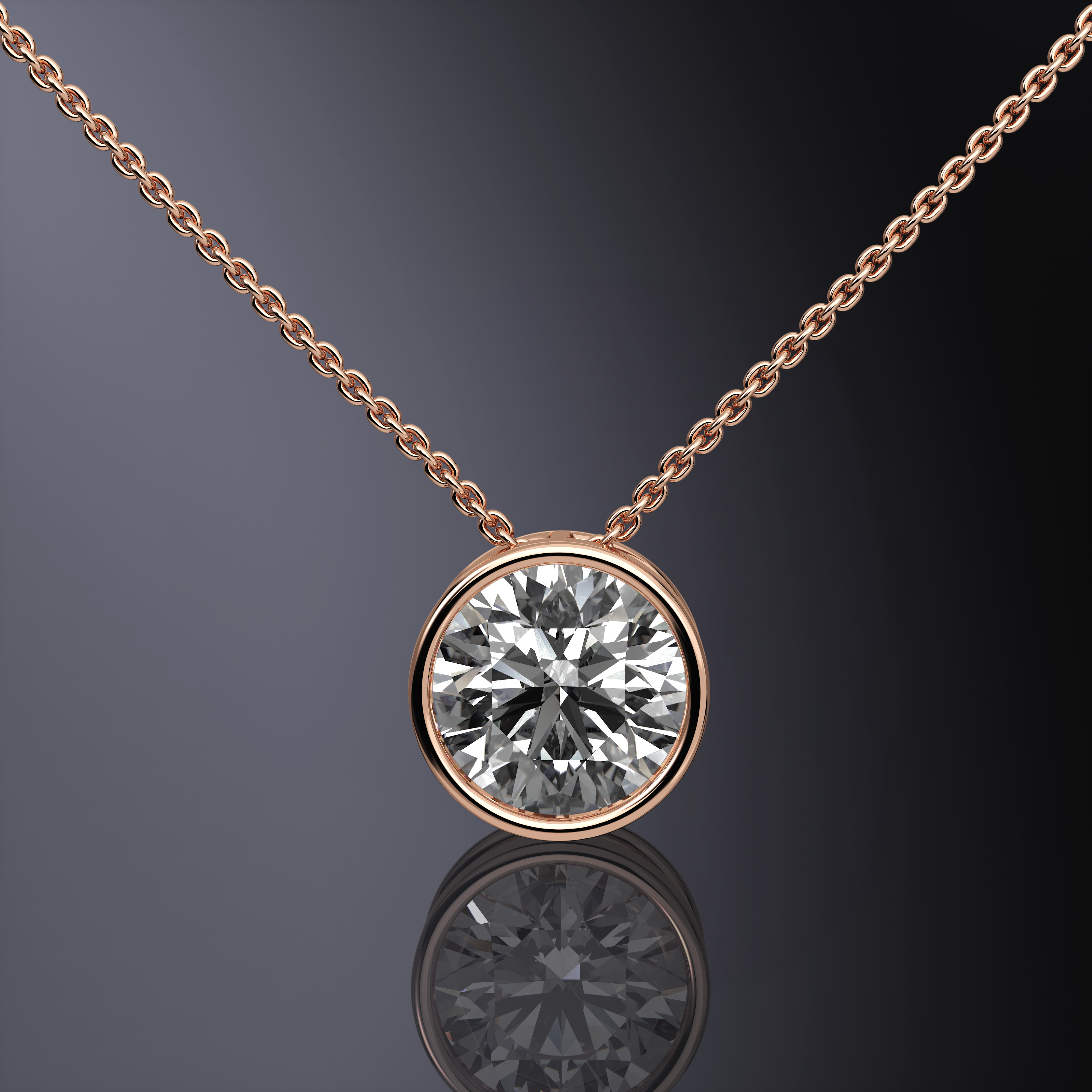 Pendentif serti clos, taille brillant rond