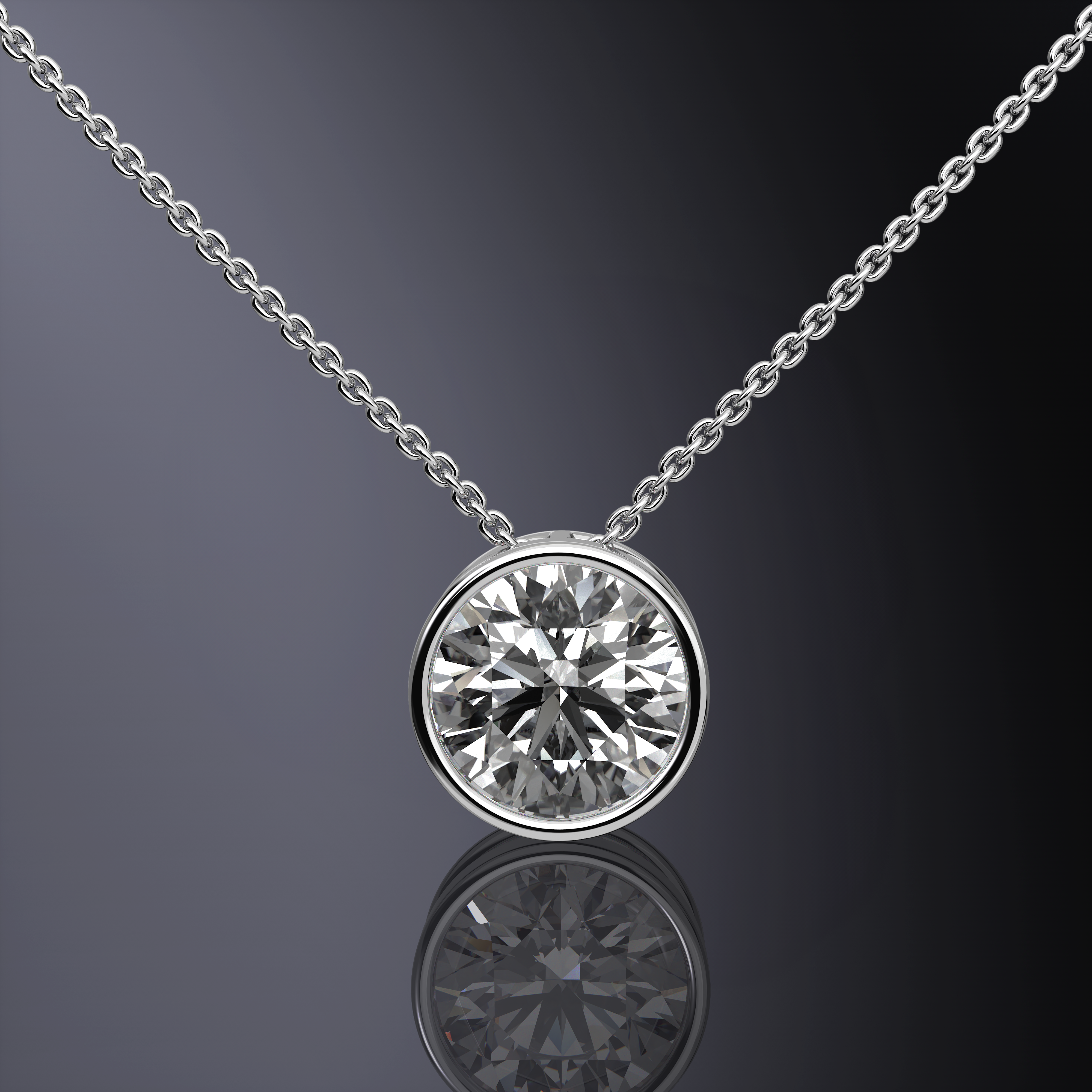 Pendentif serti clos, taille brillant rond