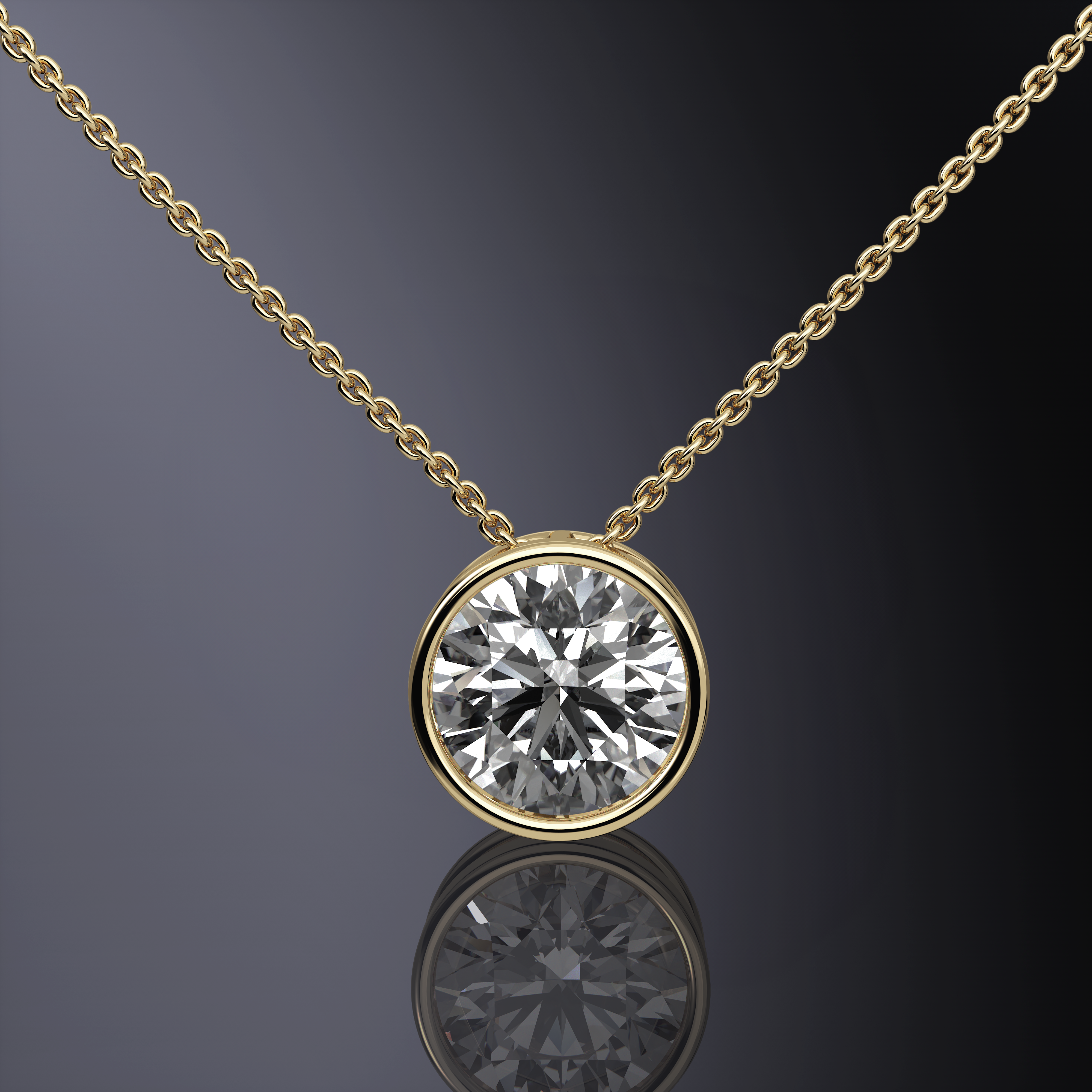 Pendentif serti clos, taille brillant rond