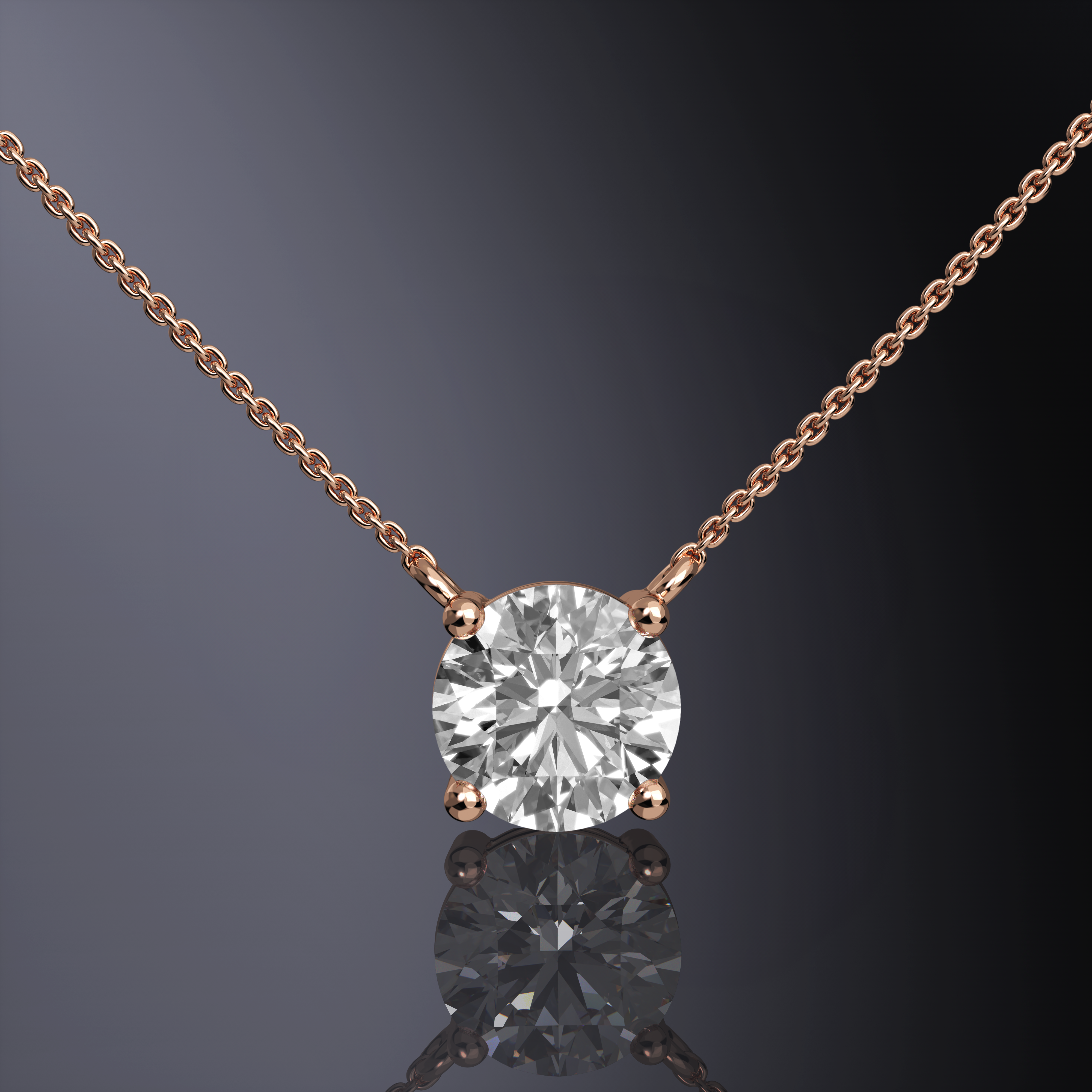 Round Brilliant Cut Prong Set Pendant