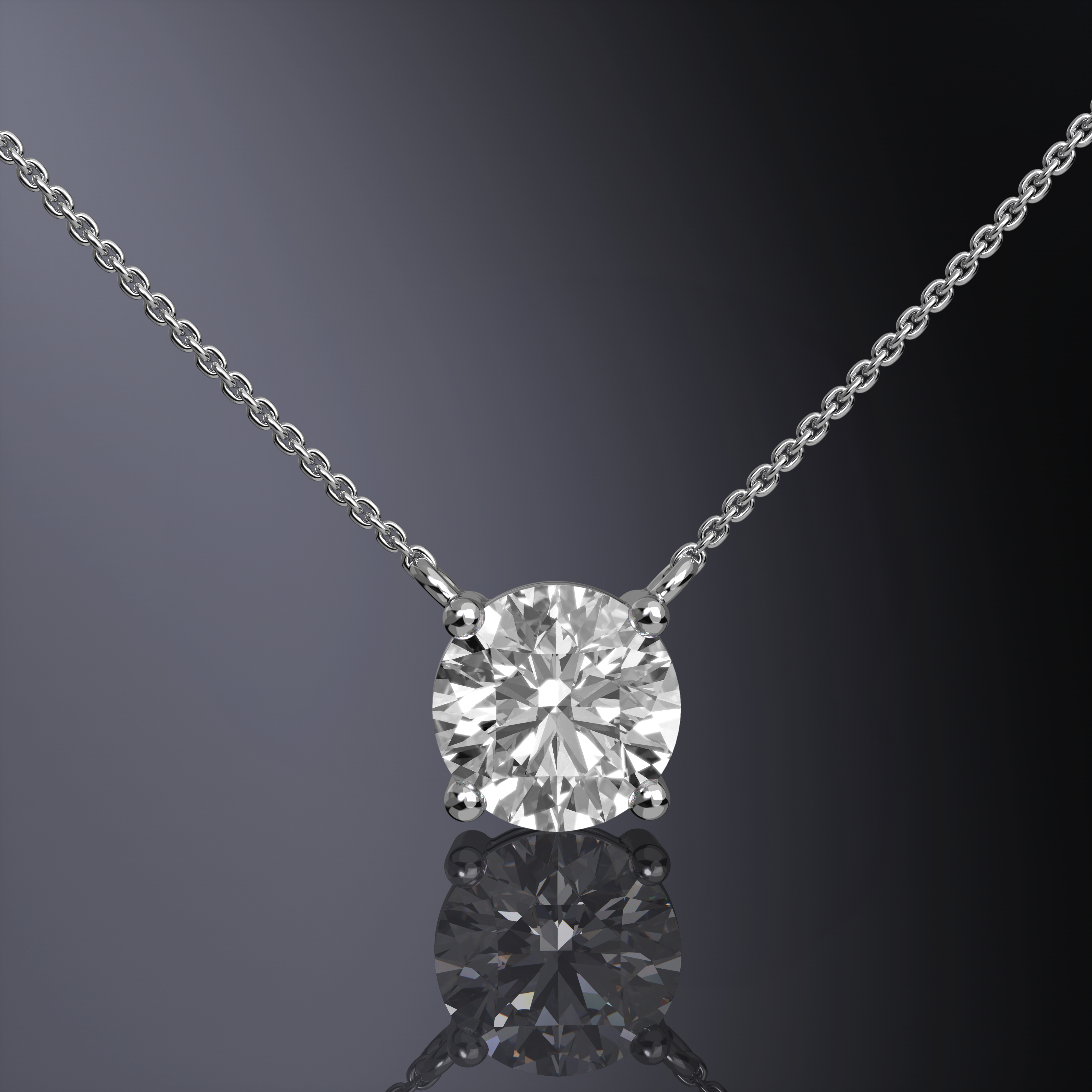 Round Brilliant Cut Prong Set Pendant