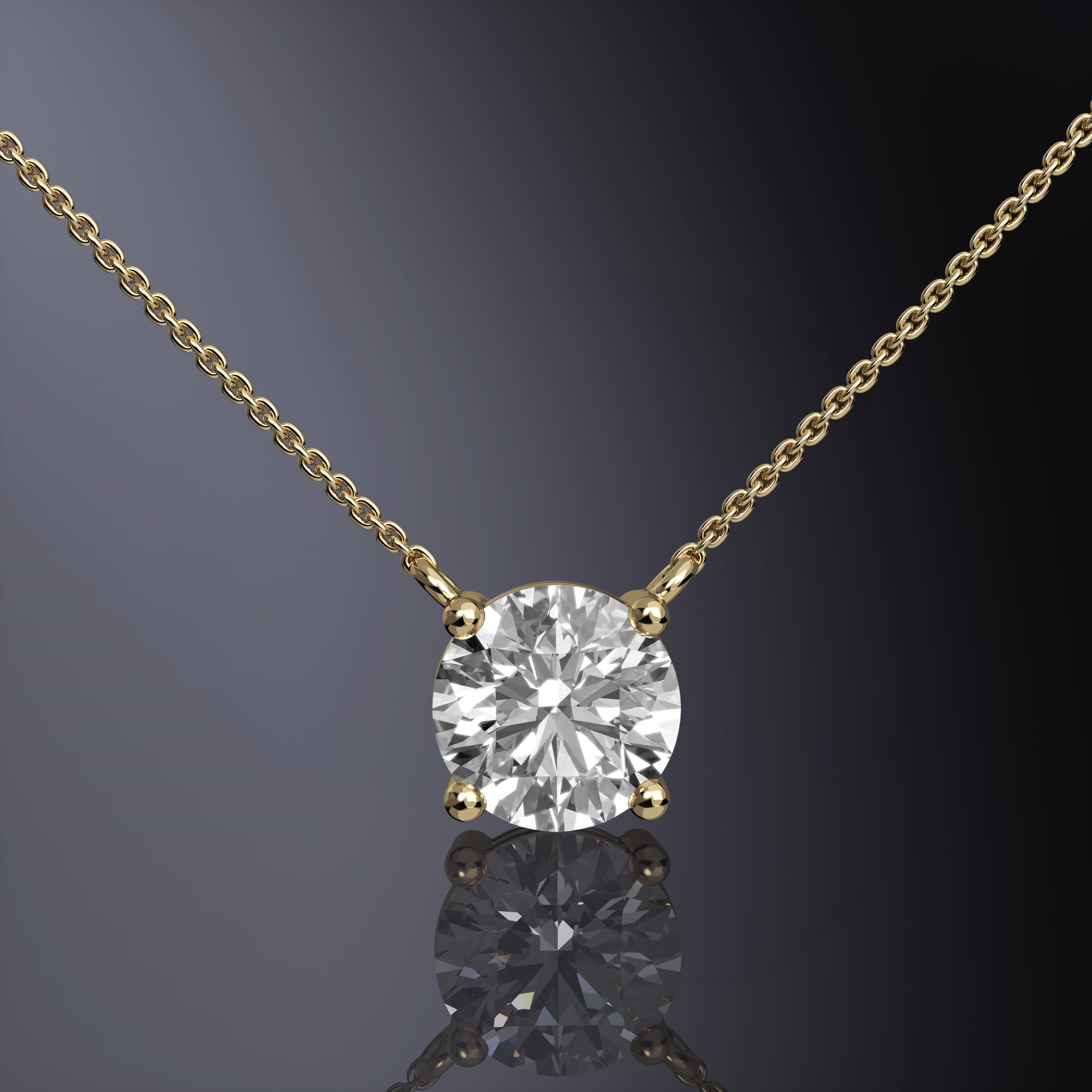 Round Brilliant Cut Prong Set Pendant