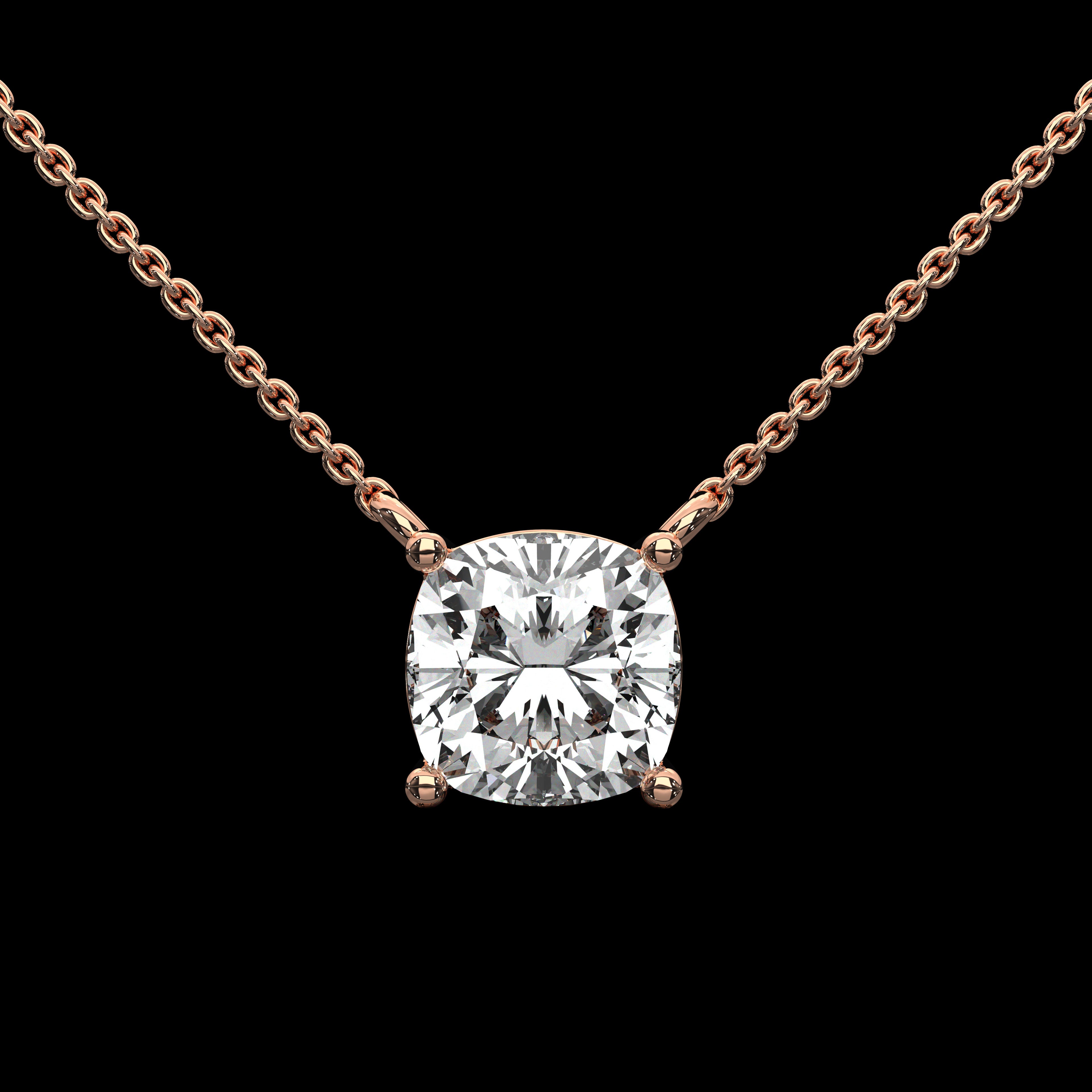 Pendentif serti griffes taille coussin