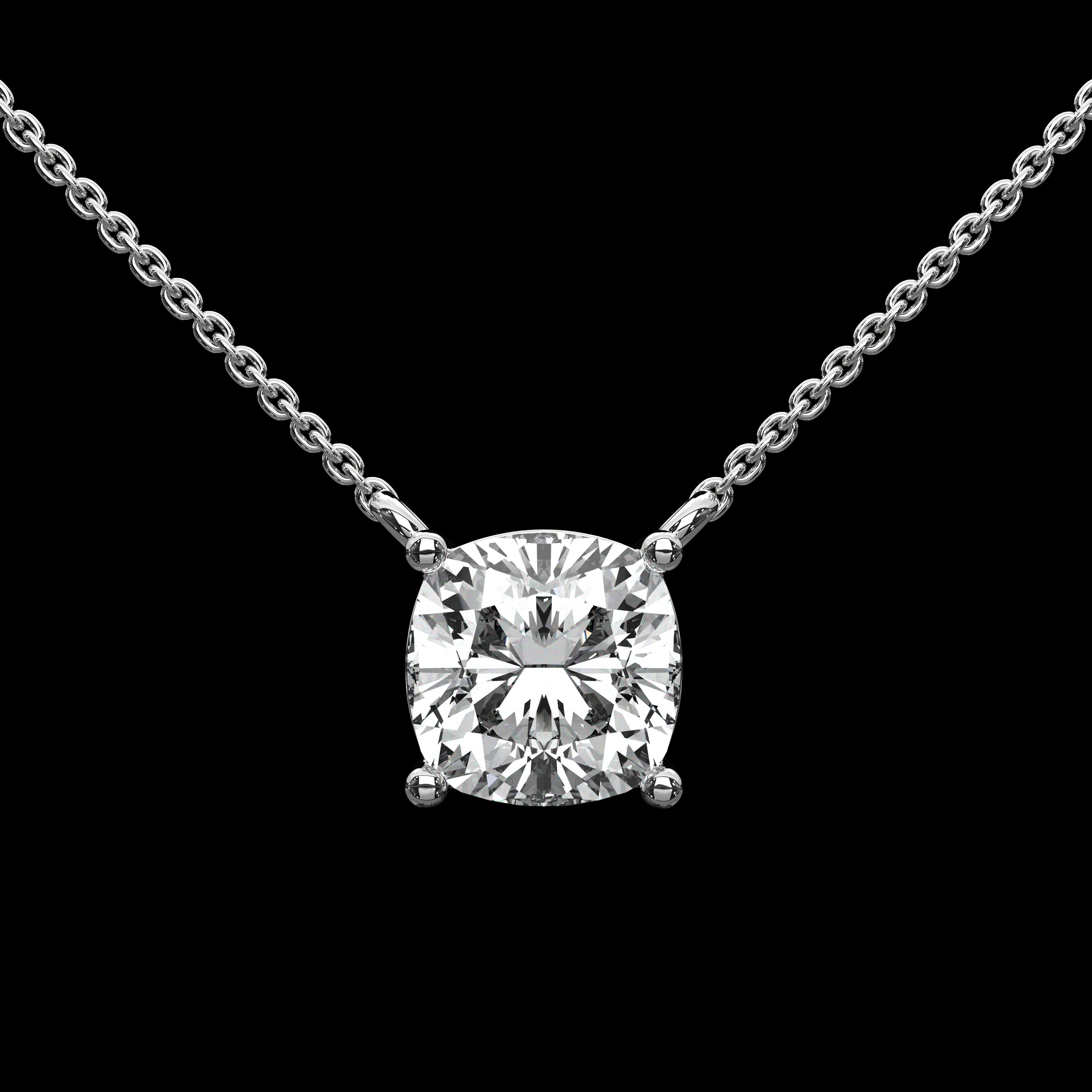 Pendentif serti griffes taille coussin