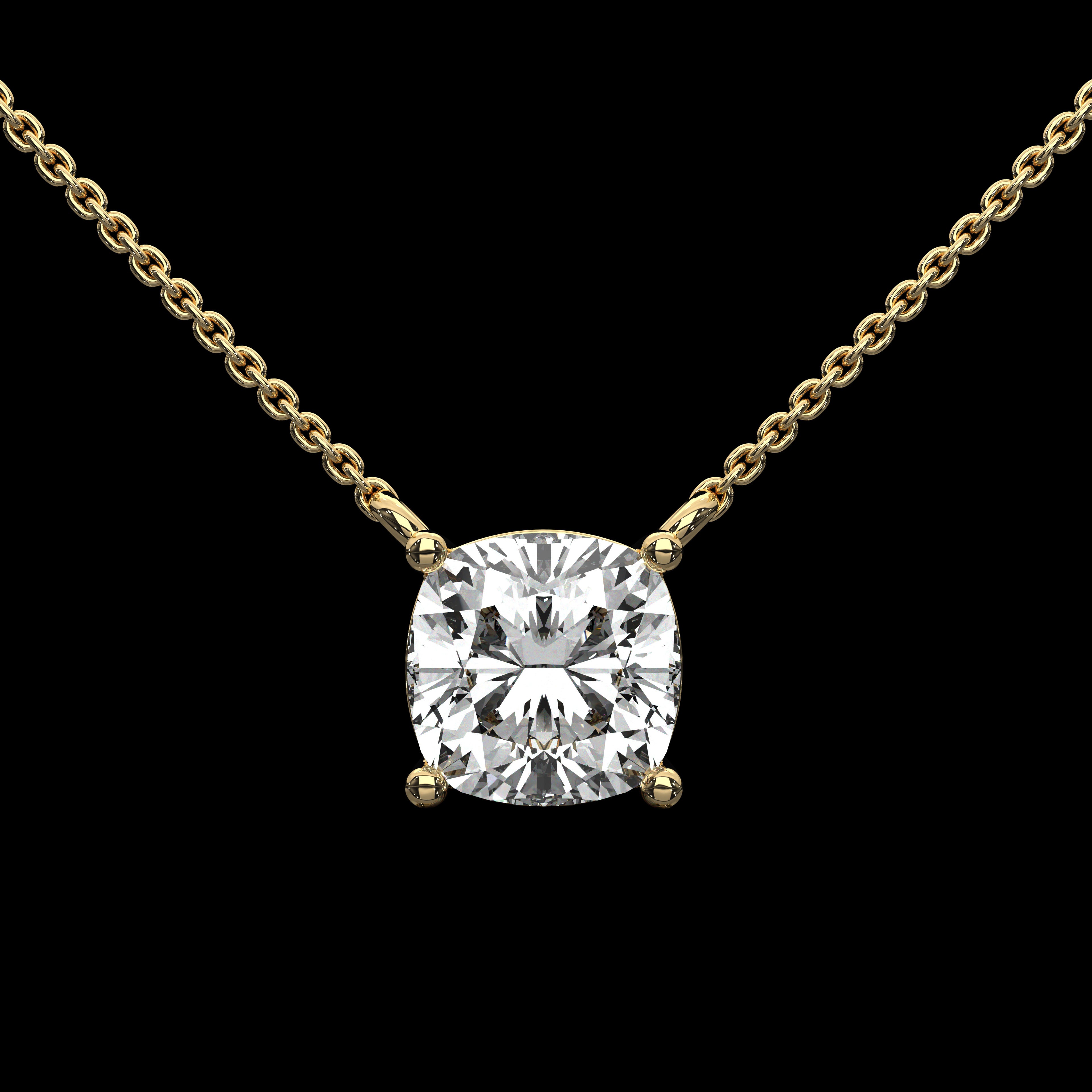 Pendentif serti griffes taille coussin