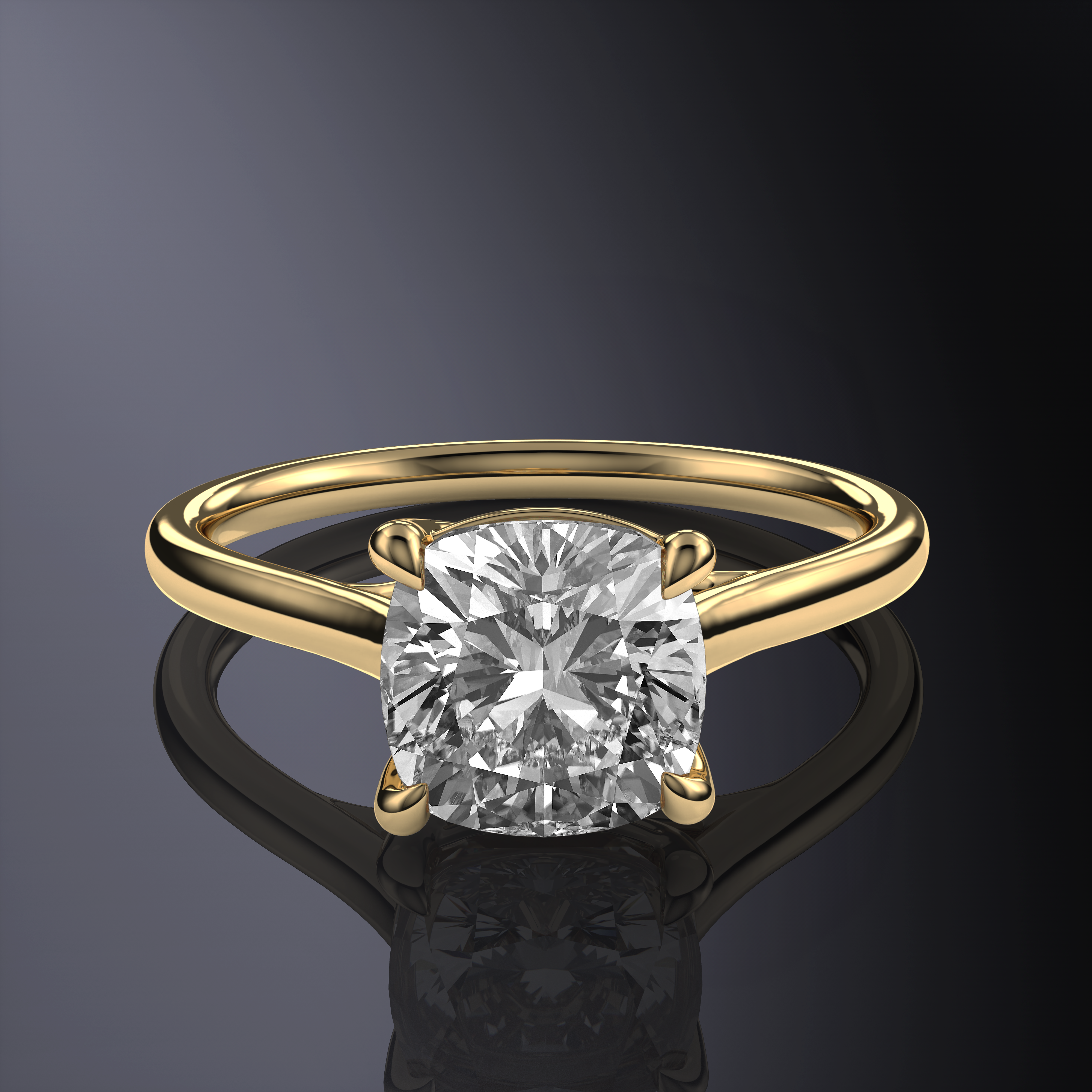 Cushion Solitaire White Ring