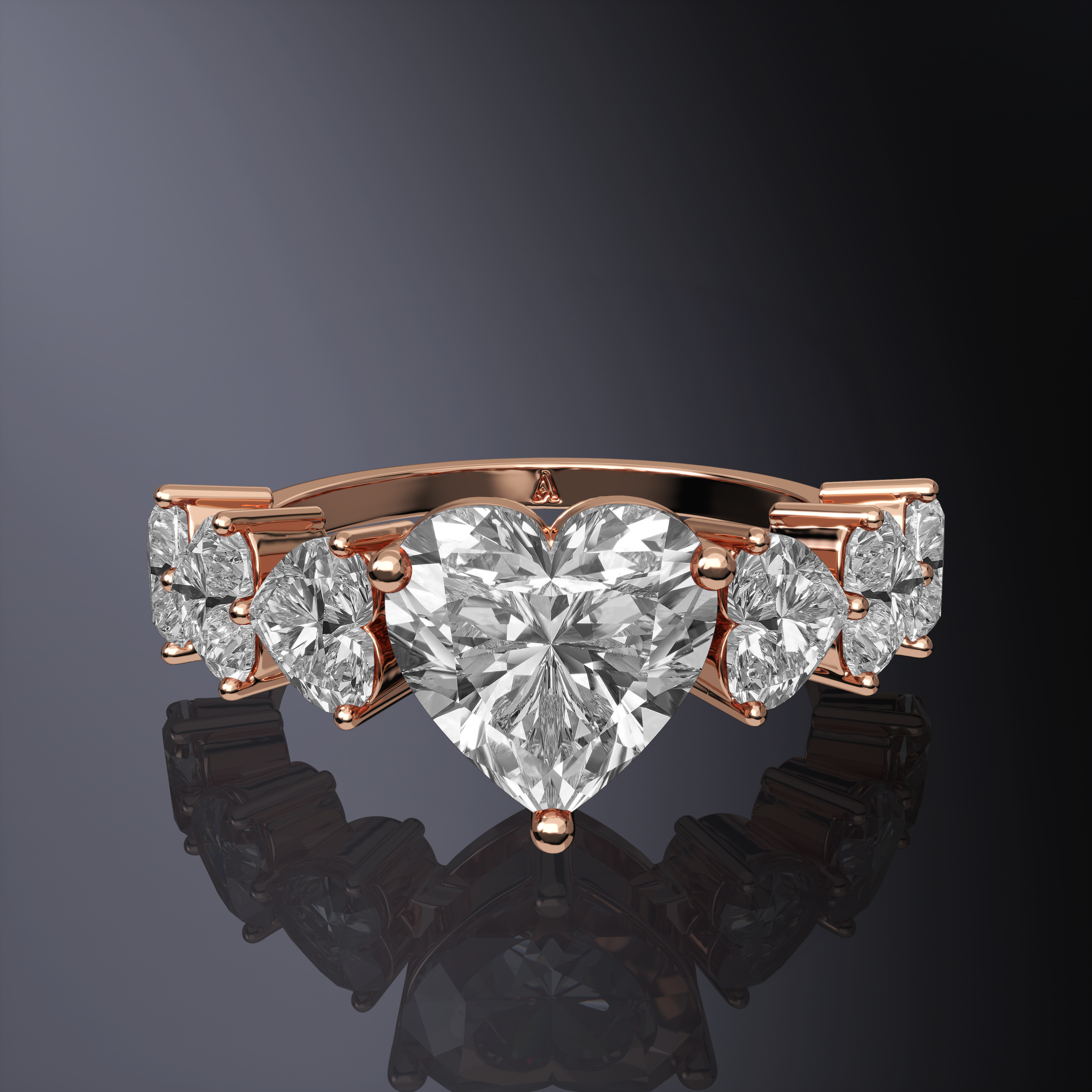 Bague cœur gradué