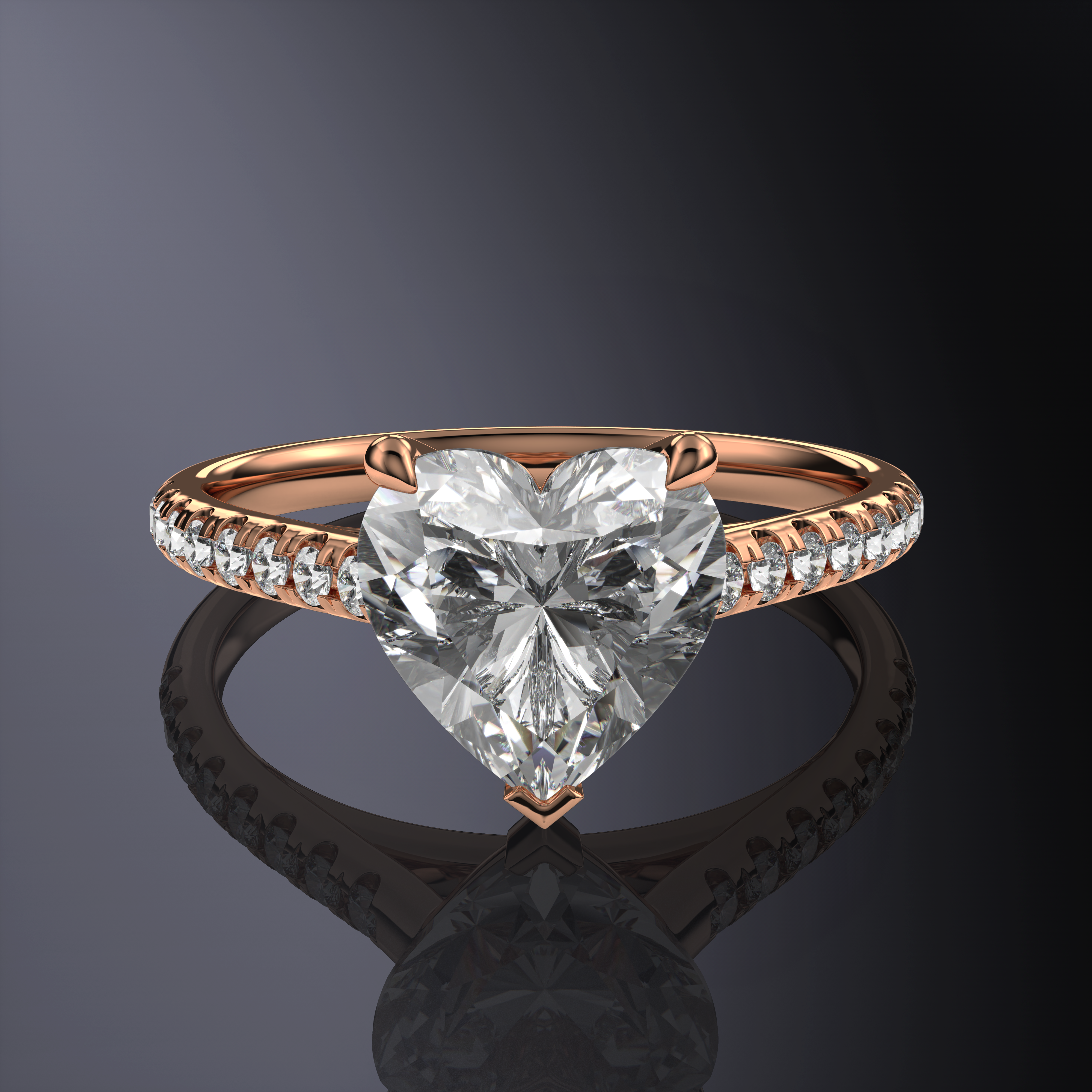 Heart White Ring with Pave
