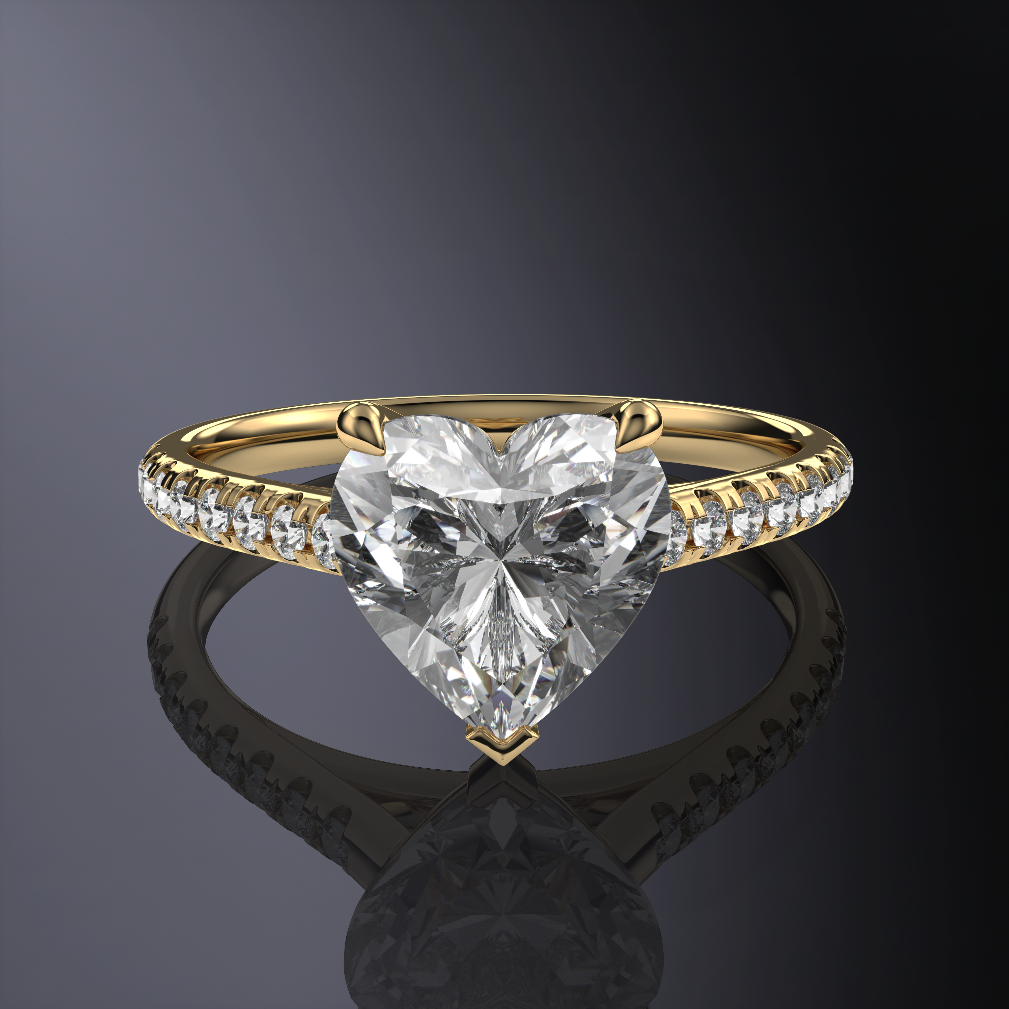 Heart White Ring with Pave