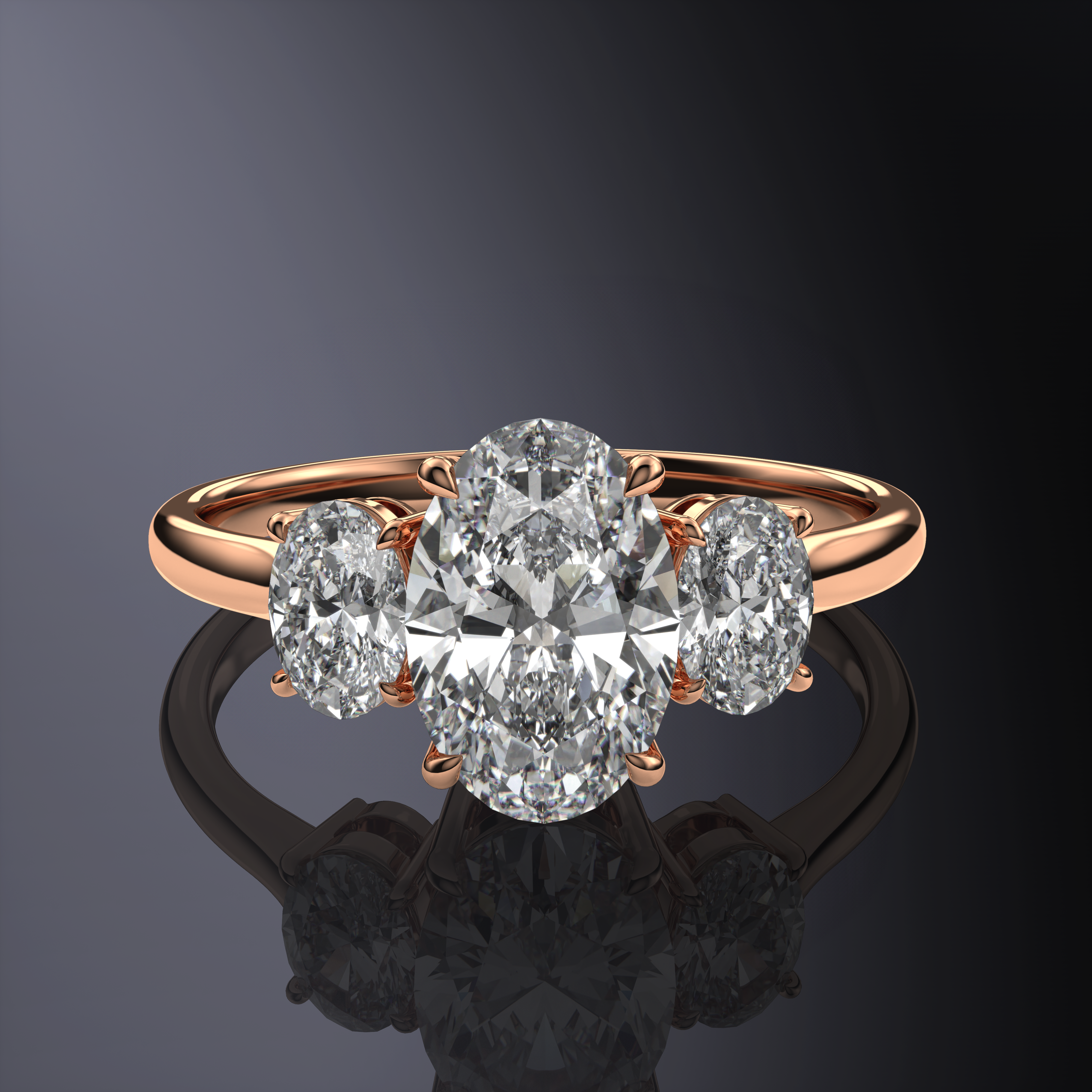 Oval Yellow Ring with side diamonds