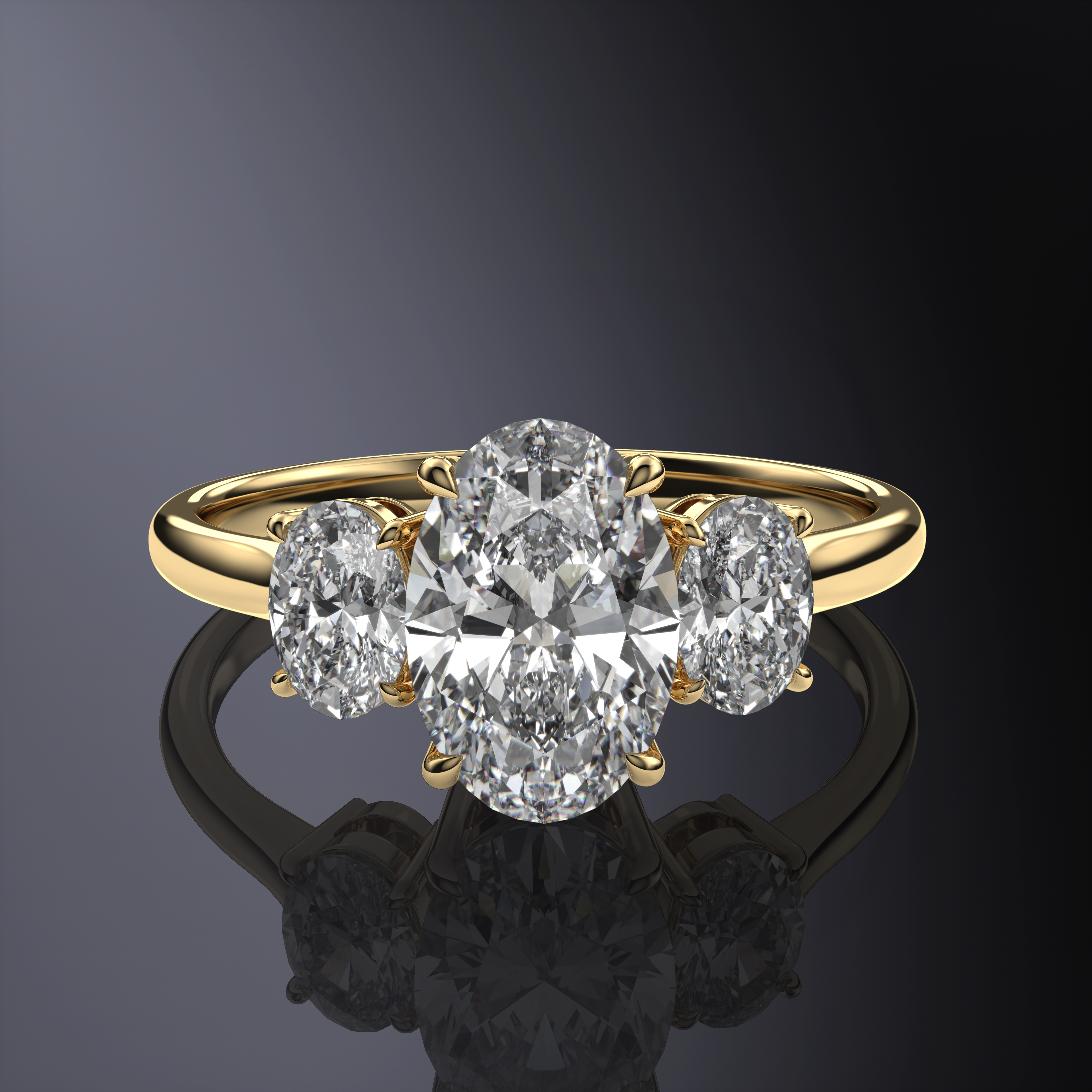 Oval Yellow Ring with side diamonds