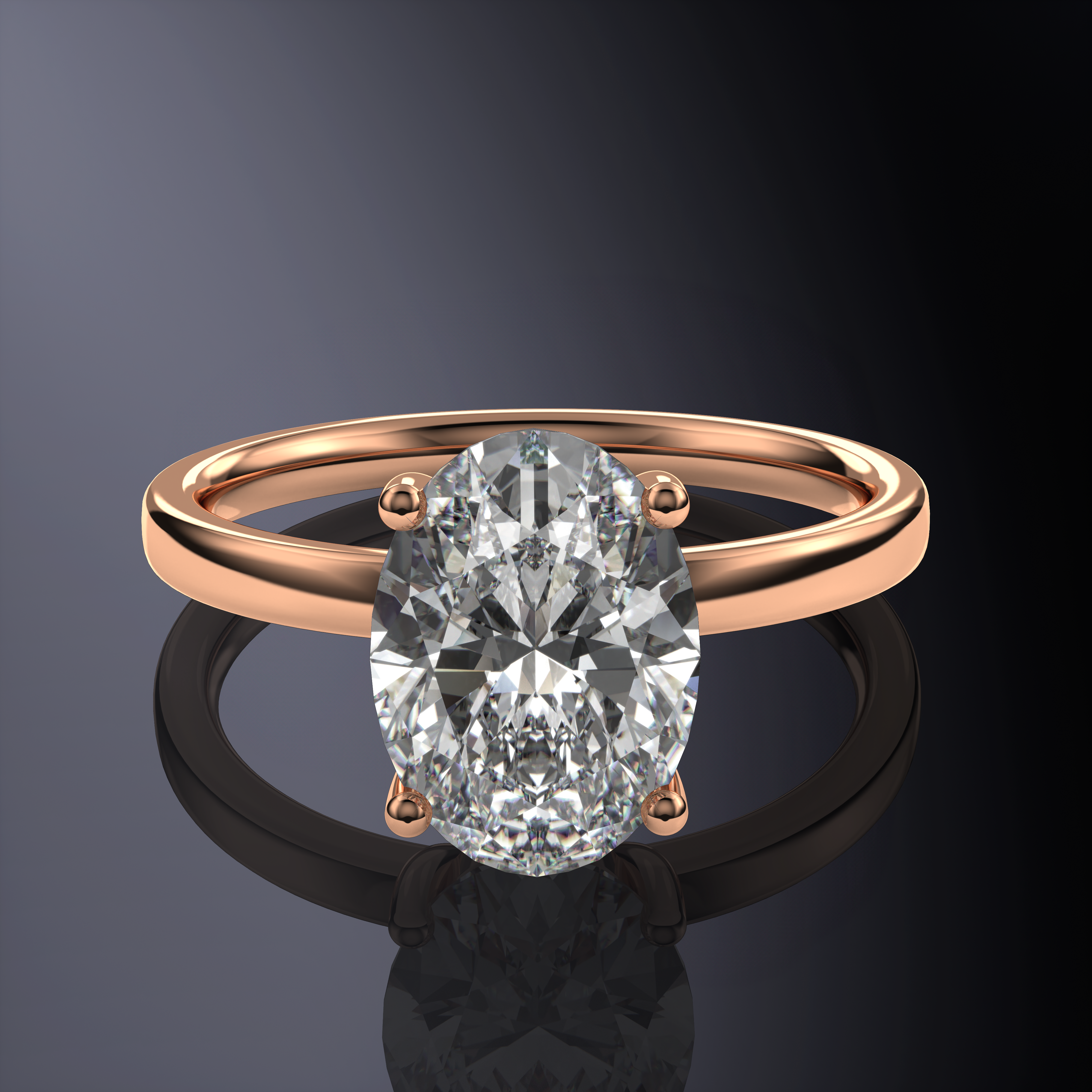 Oval Solitaire White Ring
