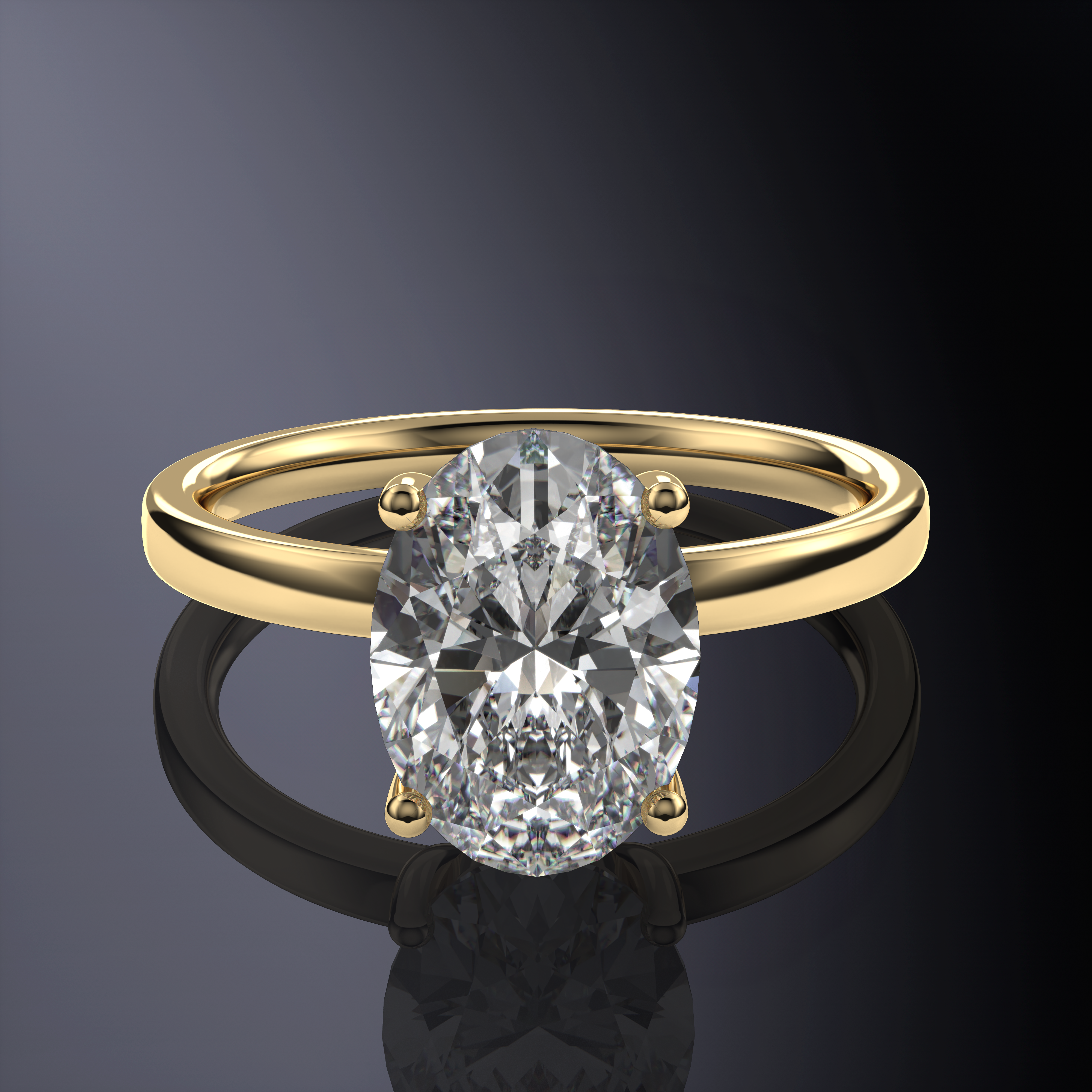 Oval Solitaire White Ring