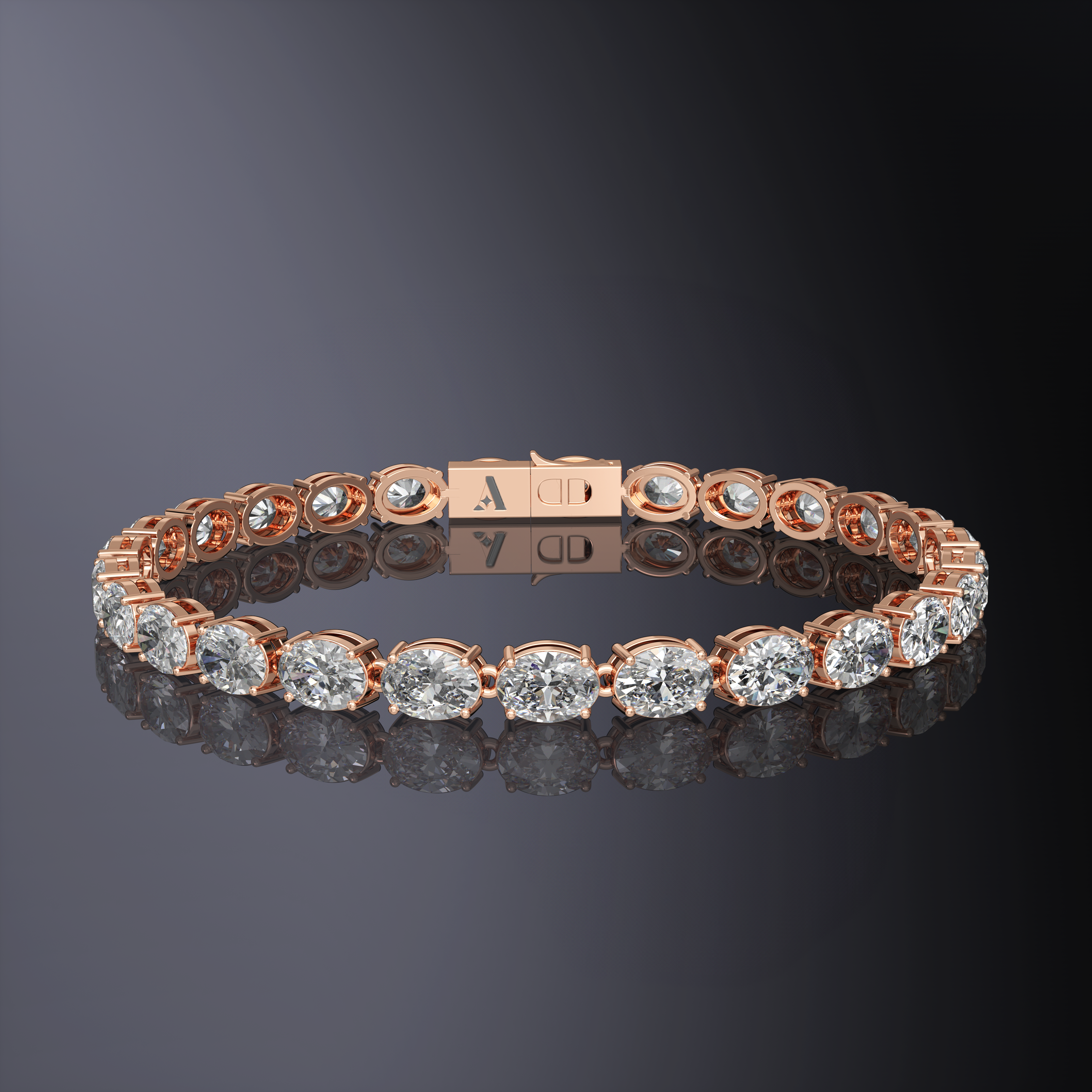 Bracelet tennis avec diamants taille ovale (sertissage horizontal)