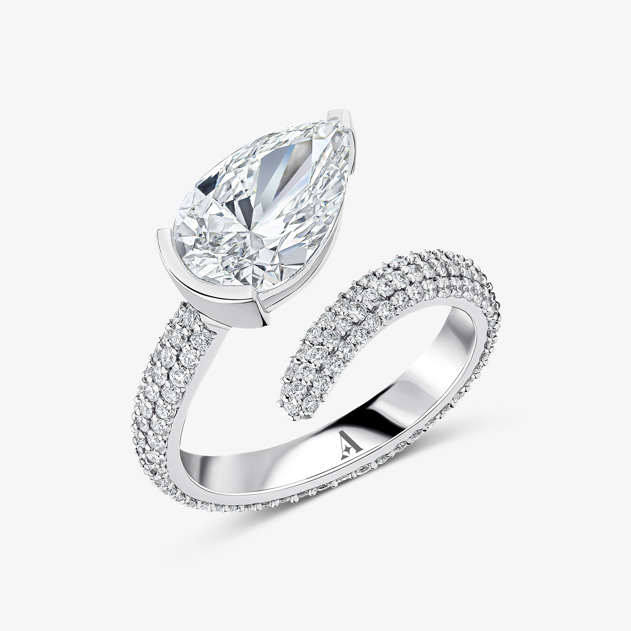 Pear Cut Diamond Pavé Ring