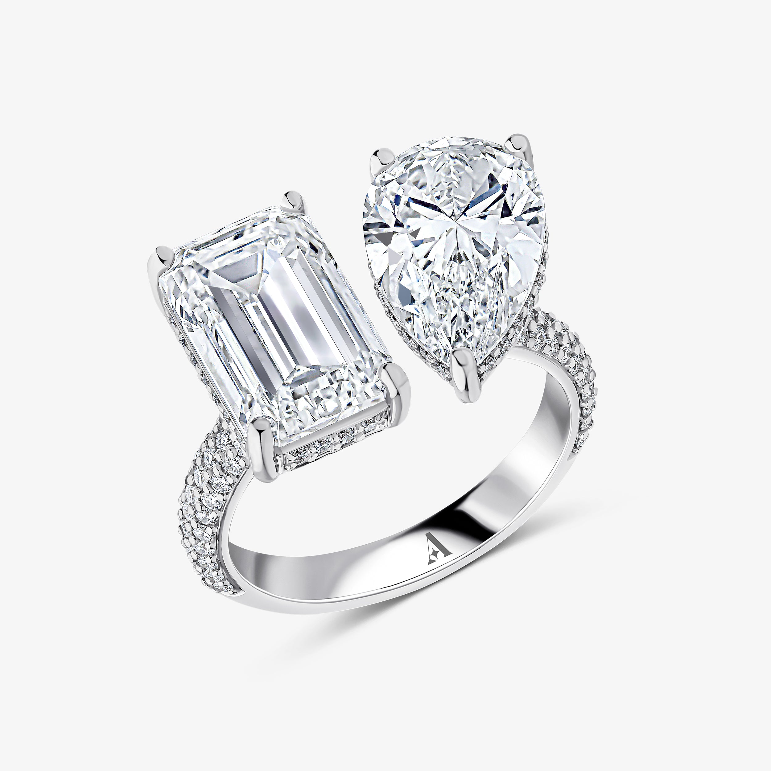 Pear and Emerald Cut Ring