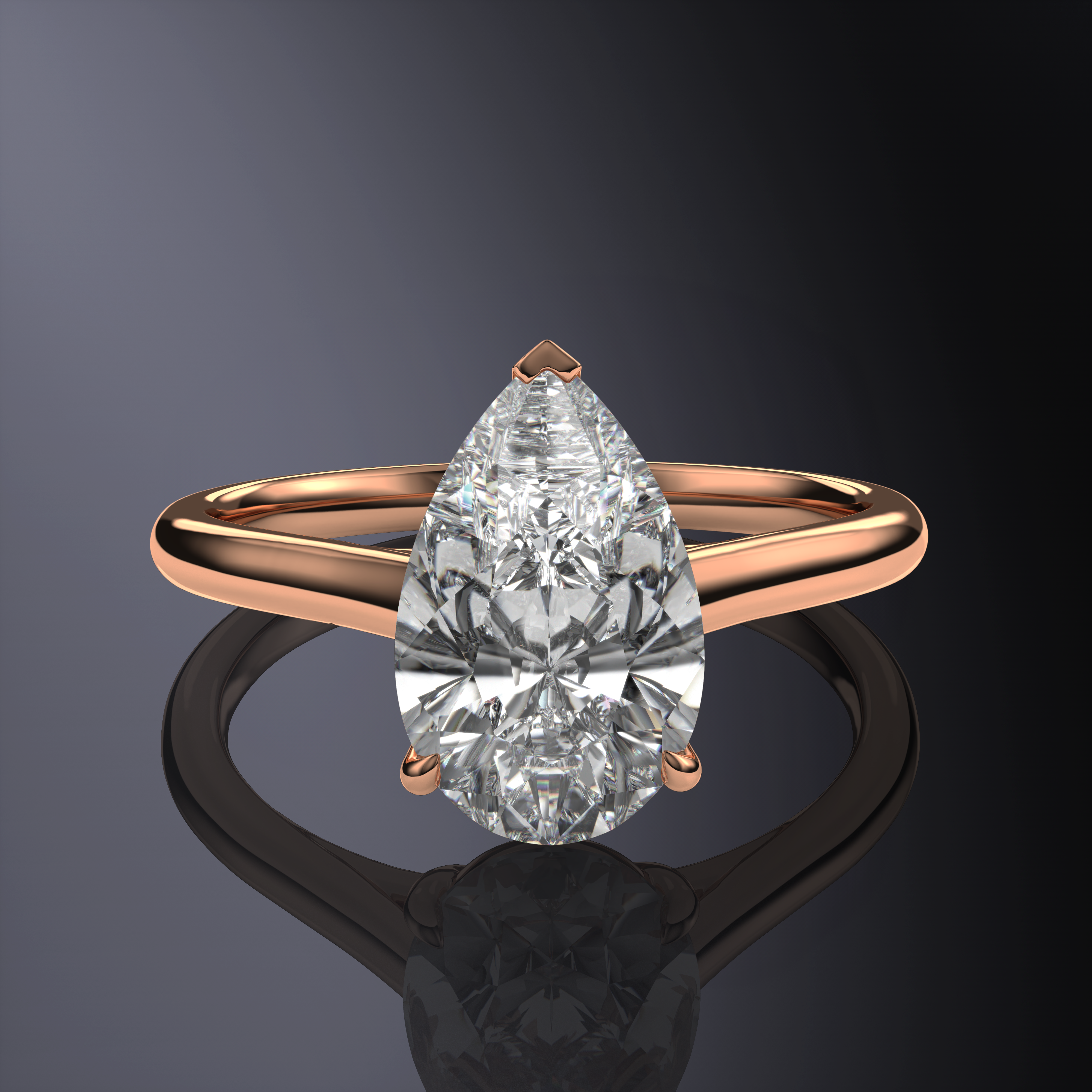 Pear Solitaire White Ring