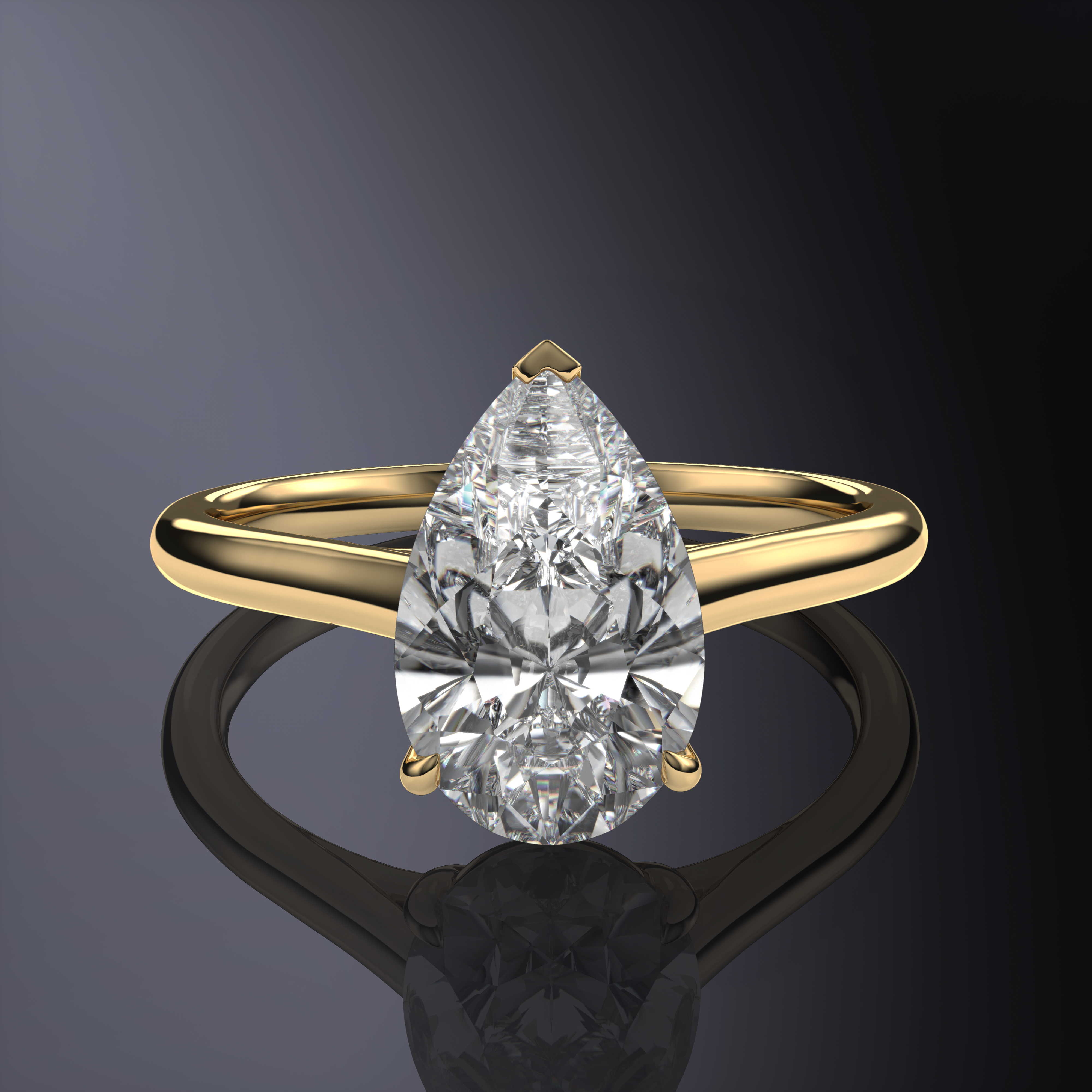 Pear Solitaire White Ring