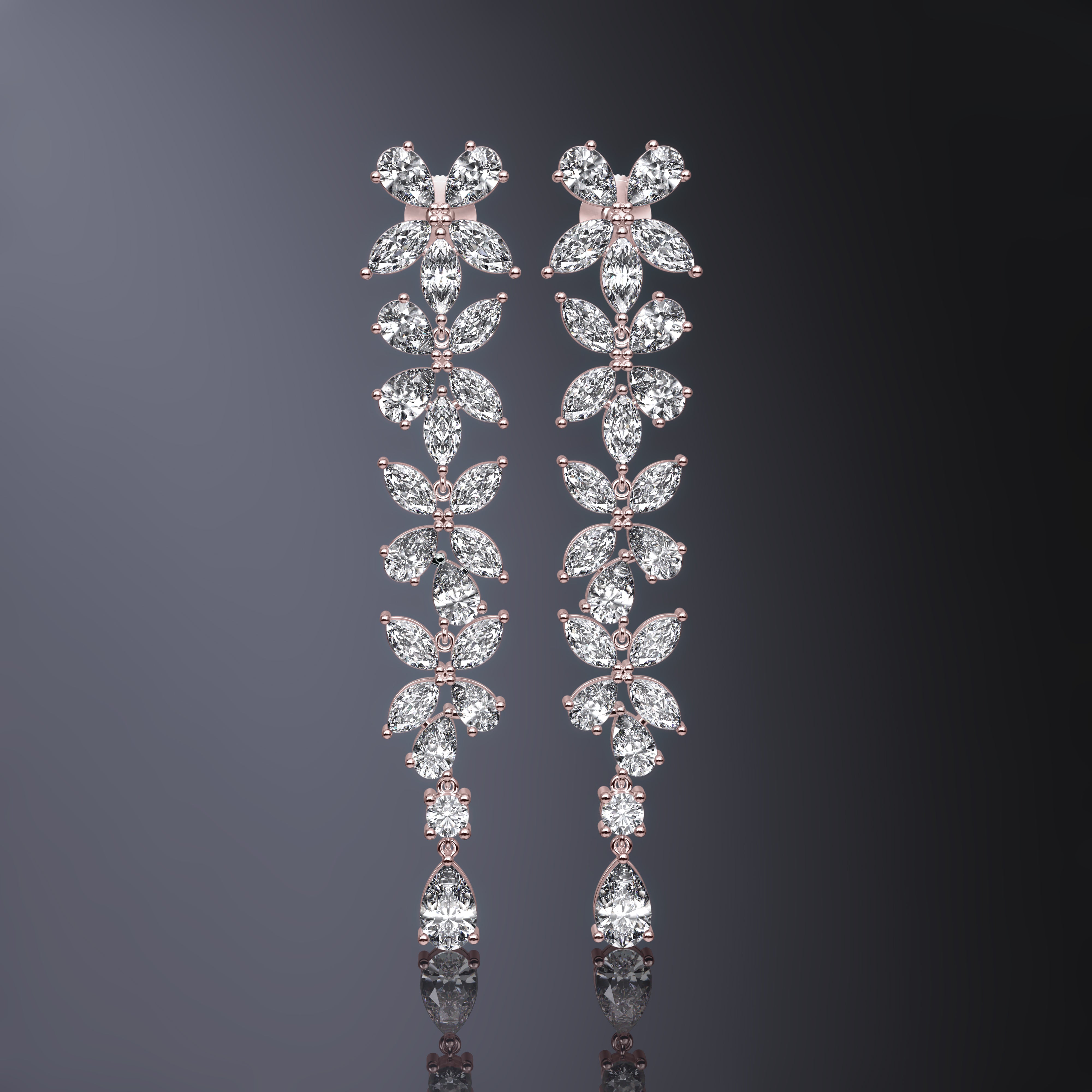 Boucles d'oreilles pendantes poire et marquise