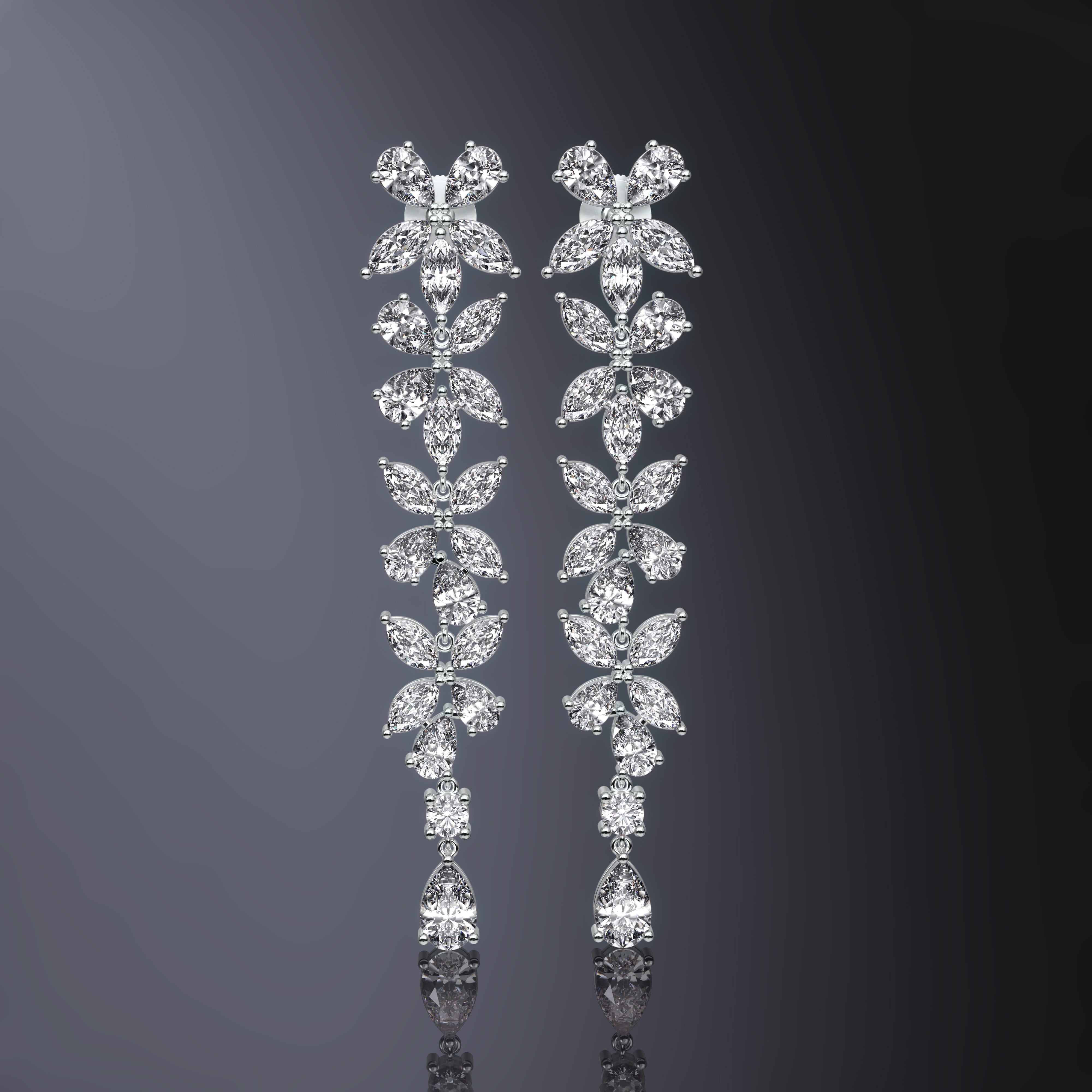 Boucles d'oreilles pendantes poire et marquise