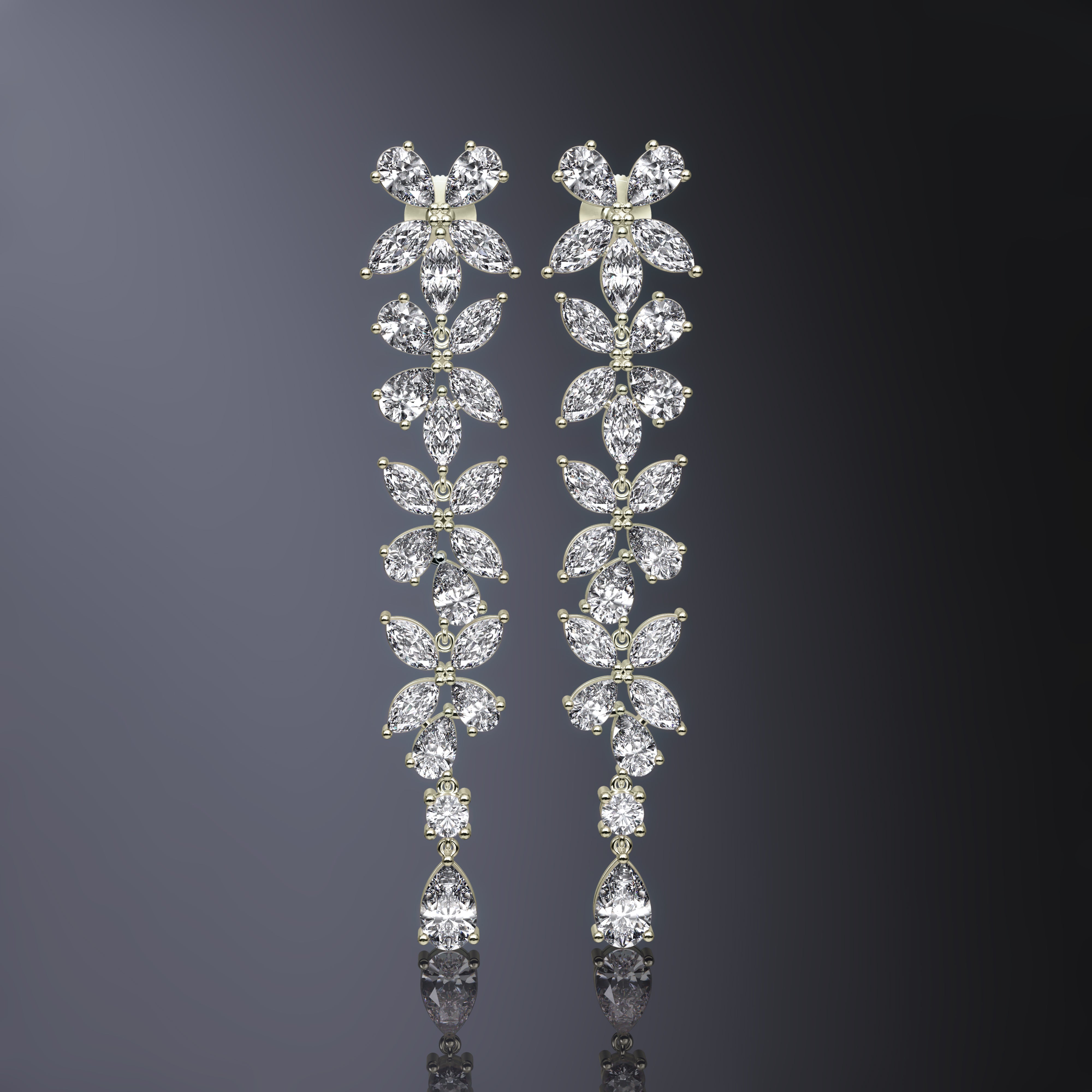 Boucles d'oreilles pendantes poire et marquise