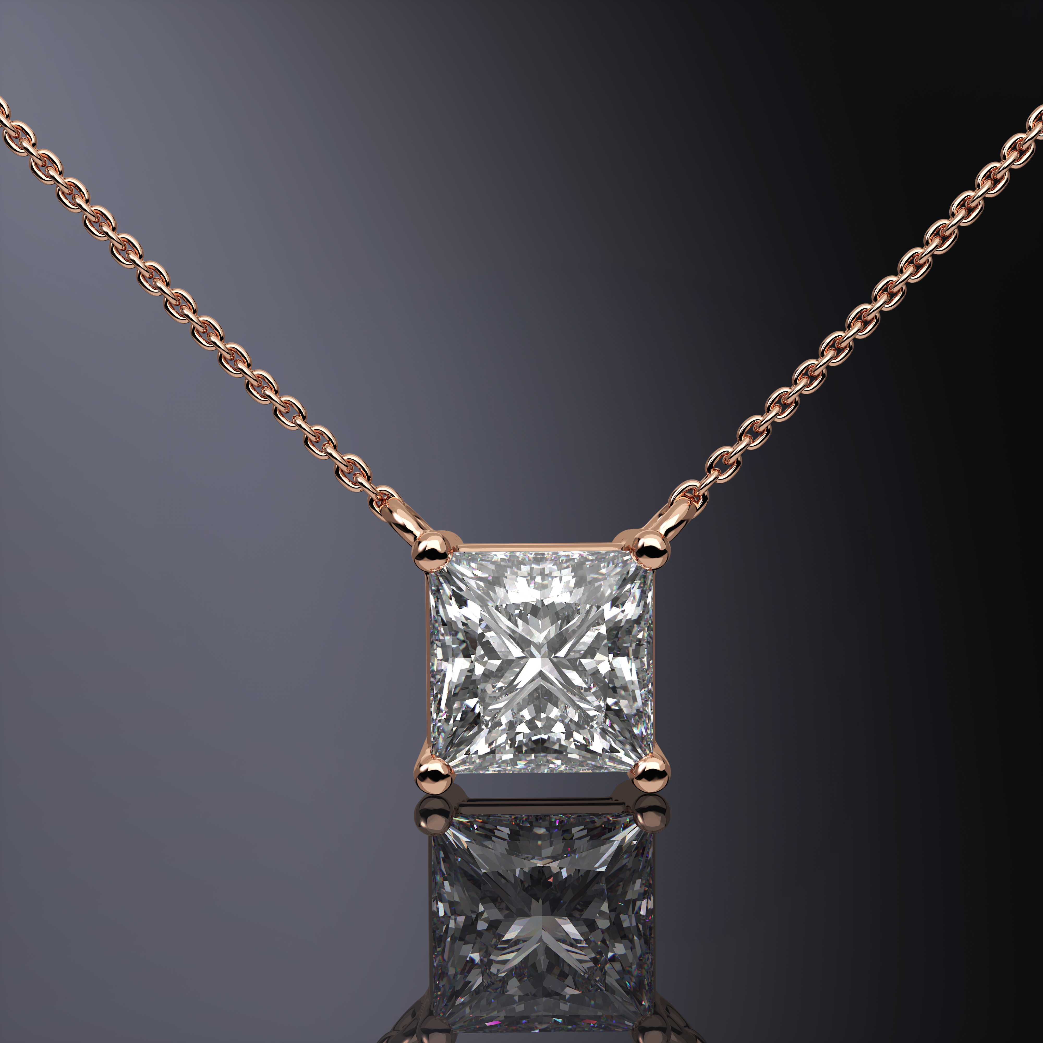 Pendentif serti griffes taille princesse
