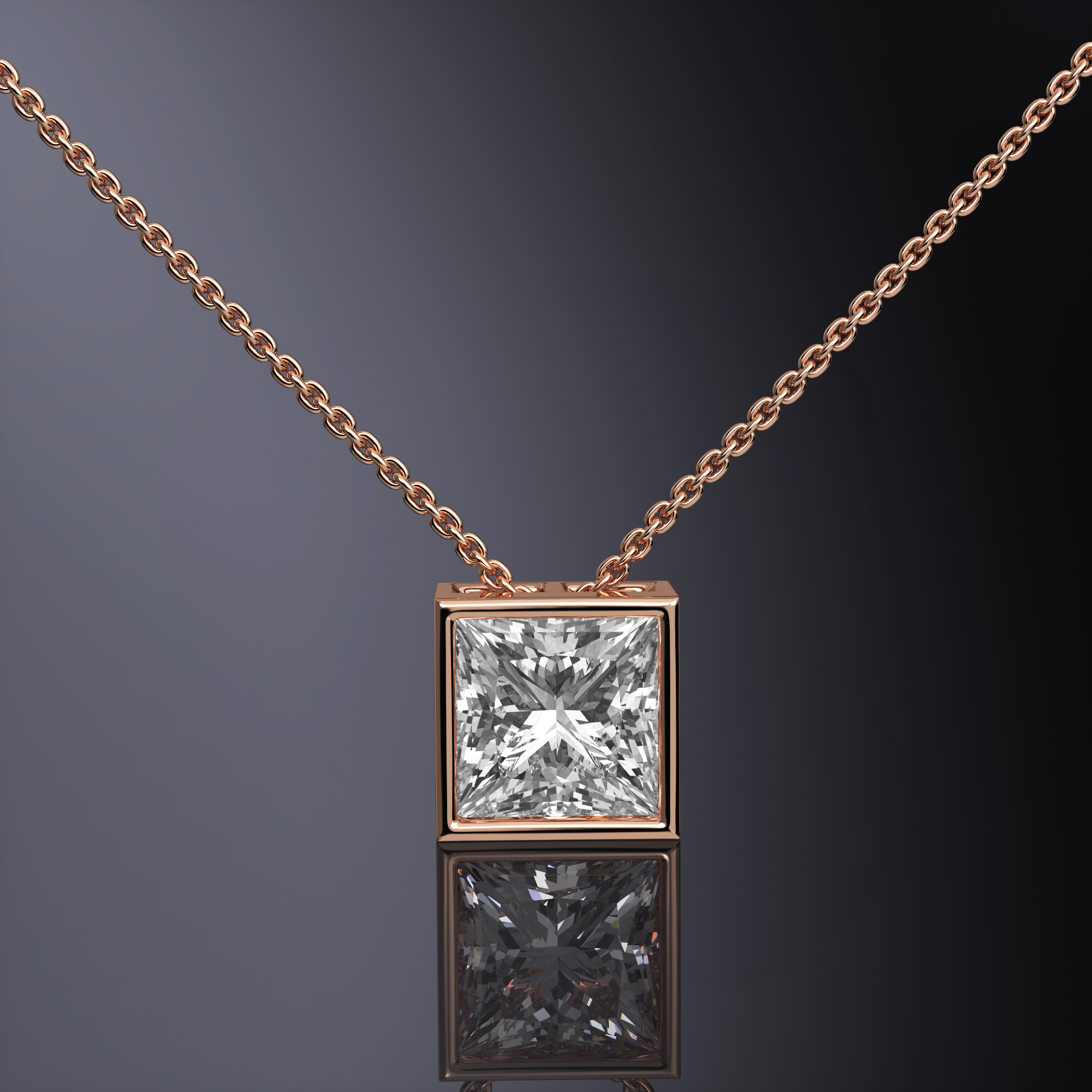 Pendentif serti clos taille princesse
