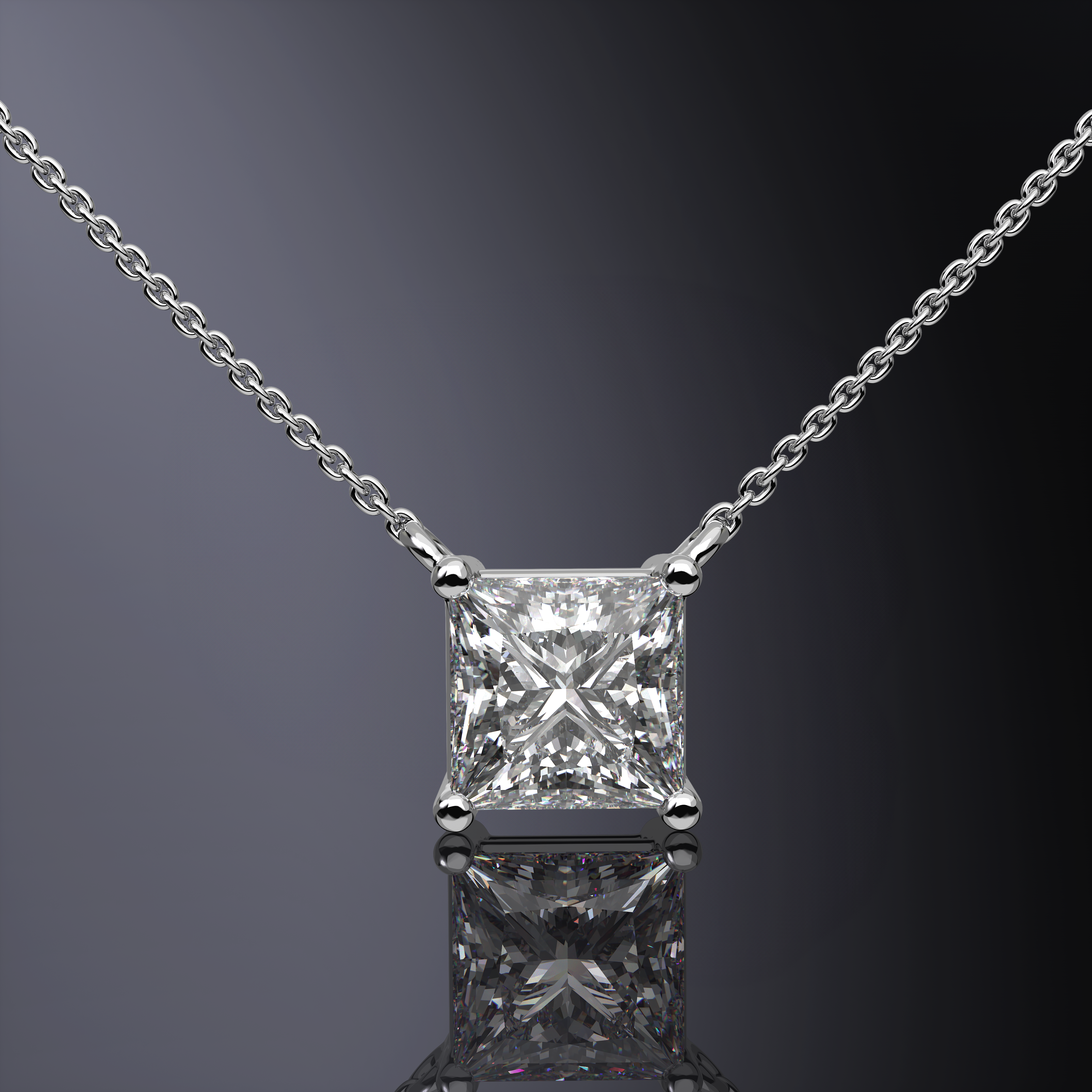 Pendentif serti griffes taille princesse