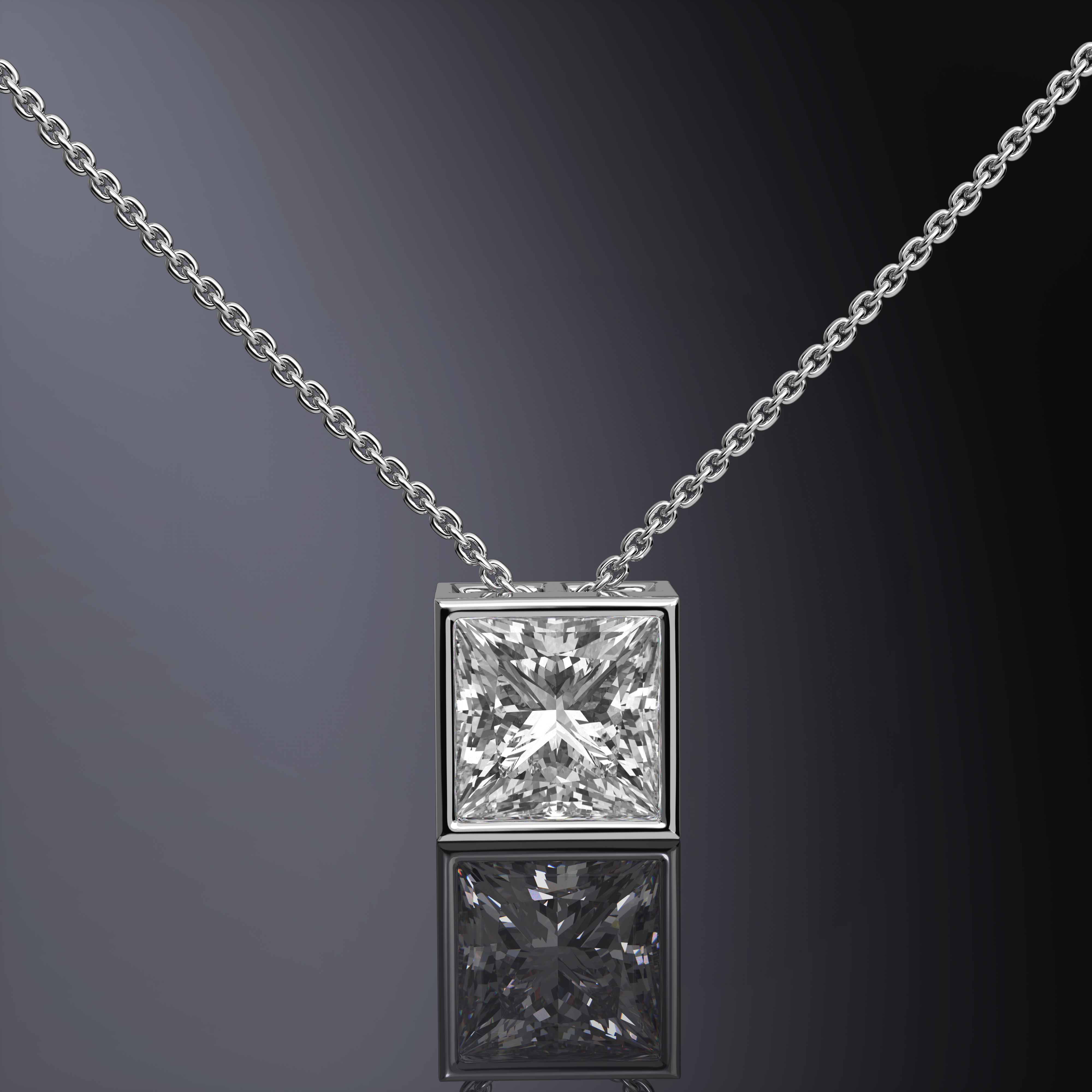 Pendentif serti clos taille princesse