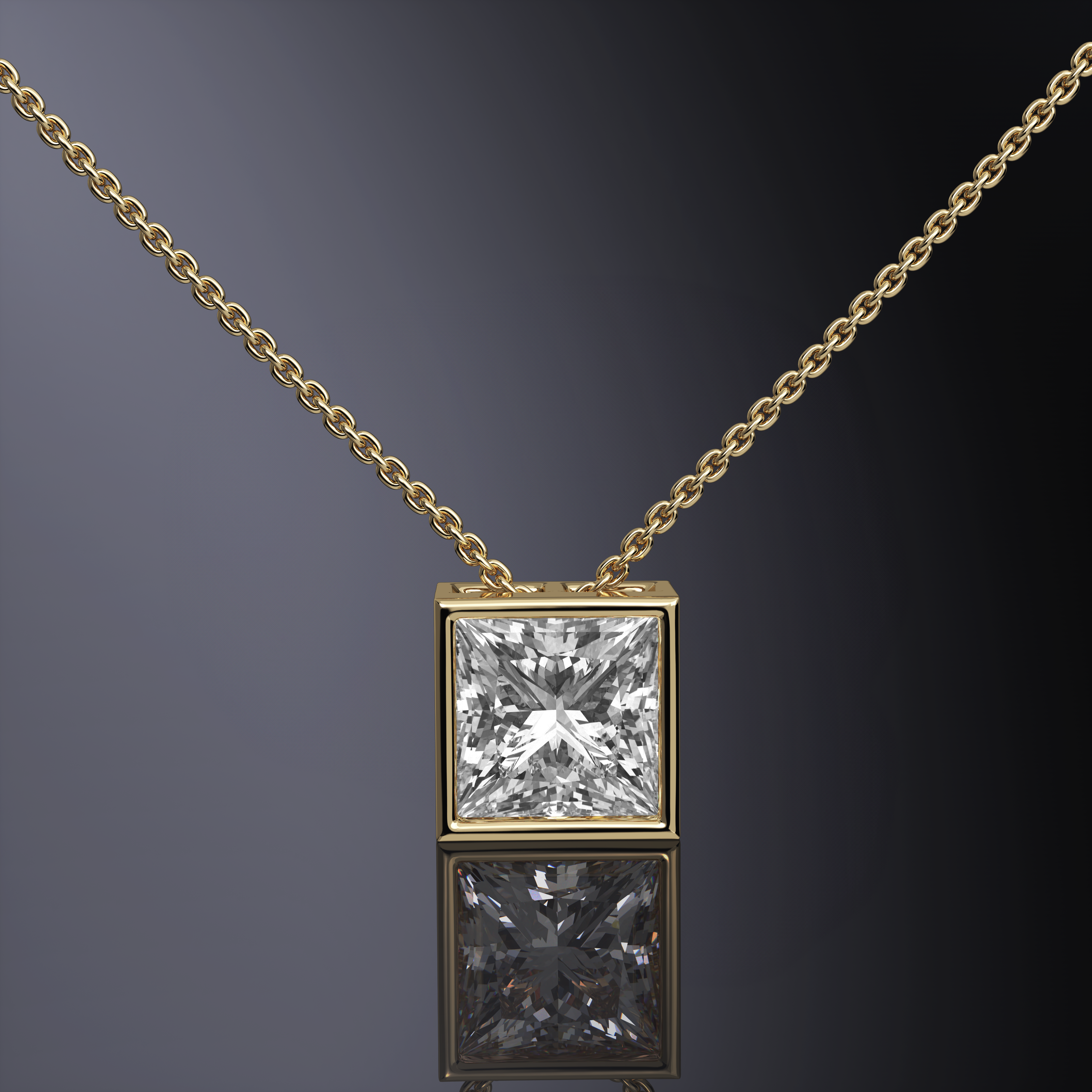 Pendentif serti clos taille princesse