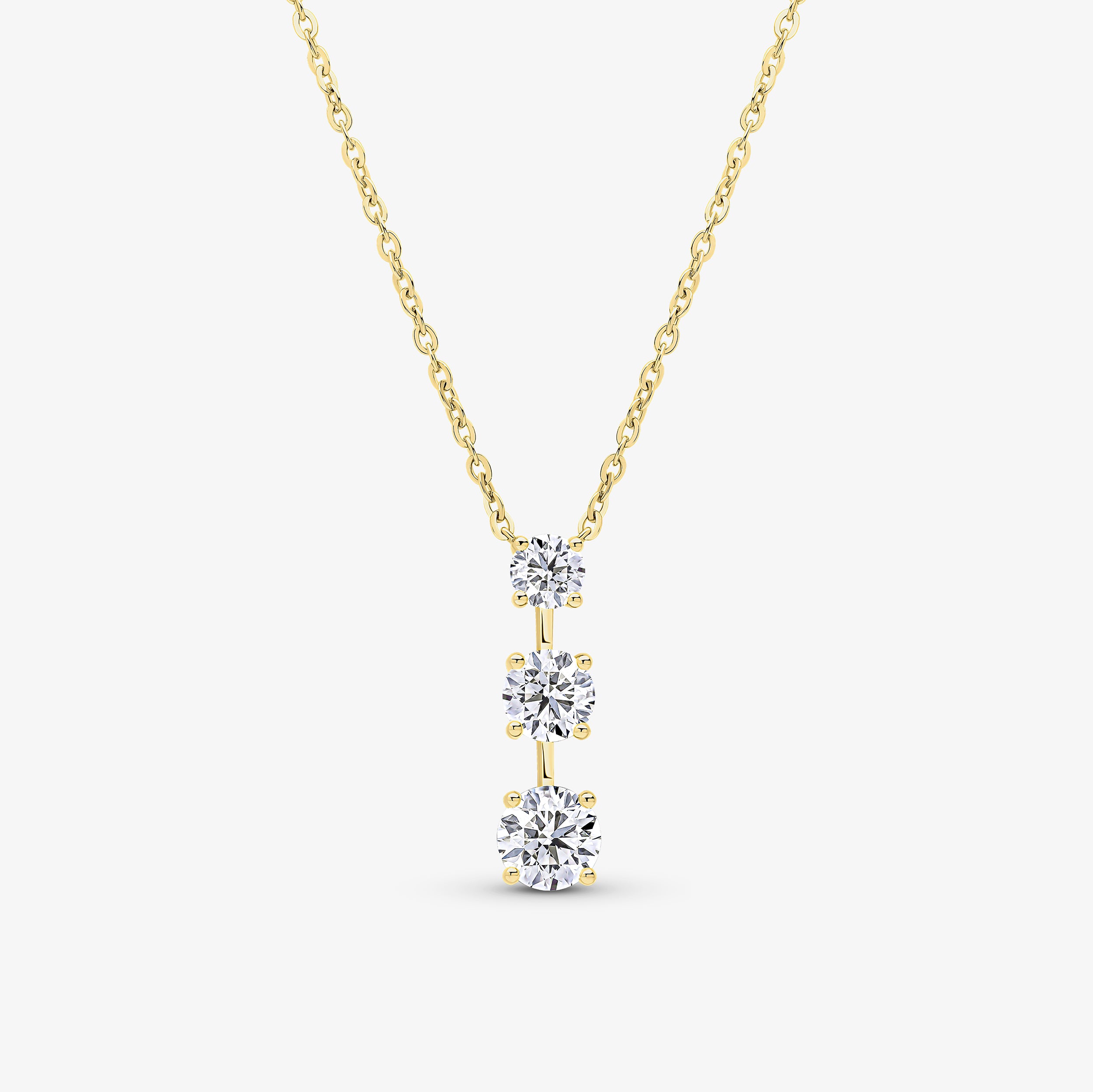 Pendentif Trilogie Rond Brillant Or Blanc