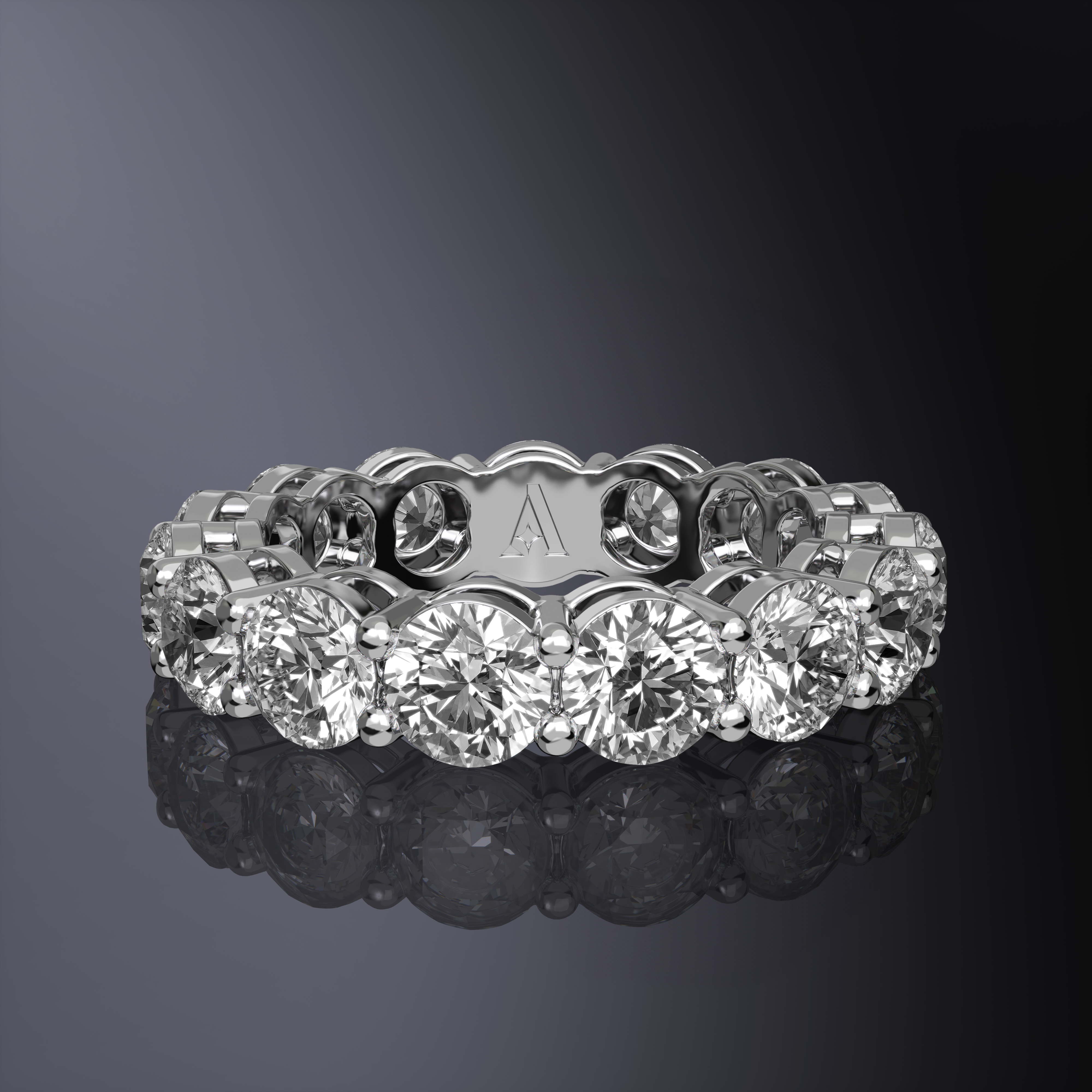 Bague éternité à diamant rond taille brillant