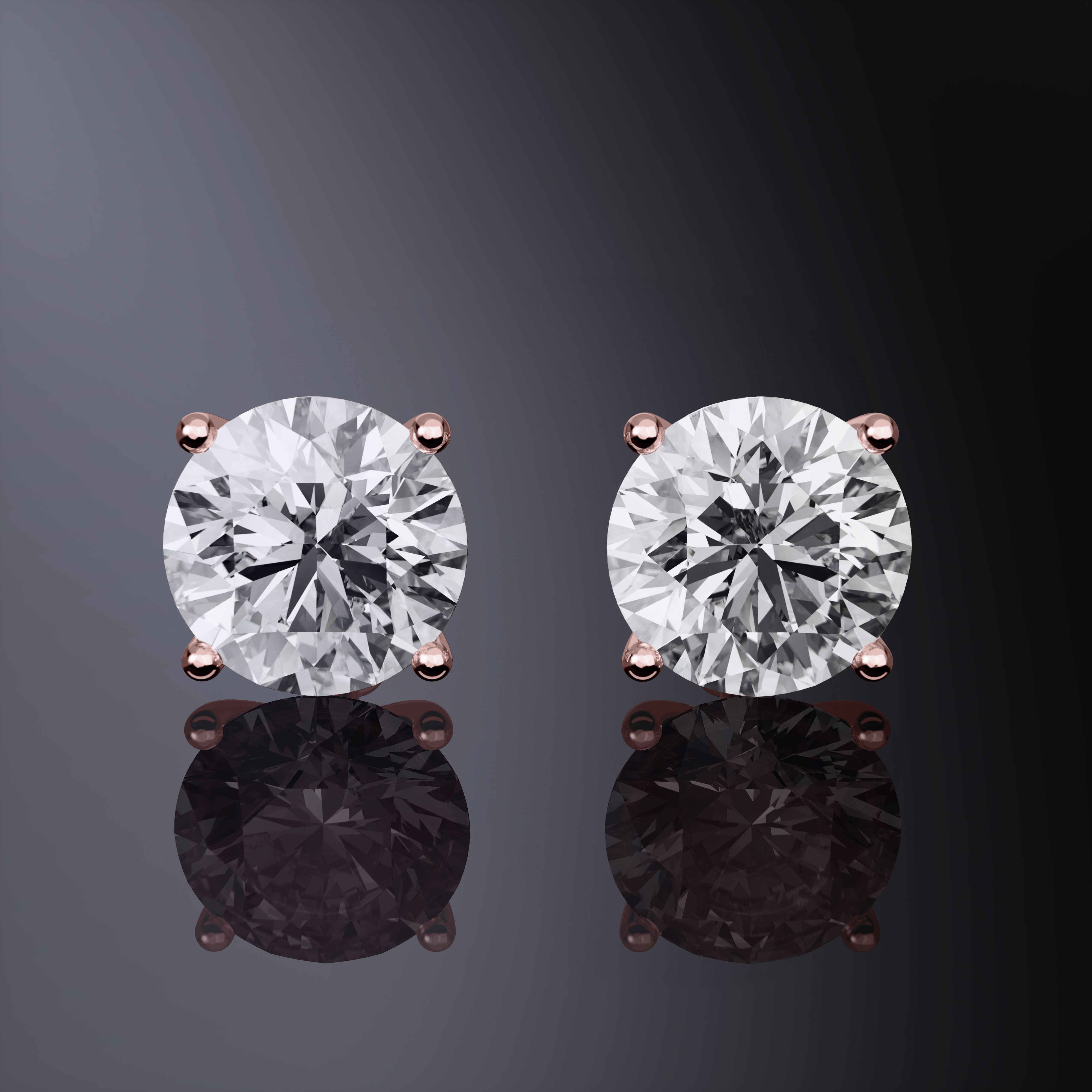 Puces d'oreilles rondes taille brillant