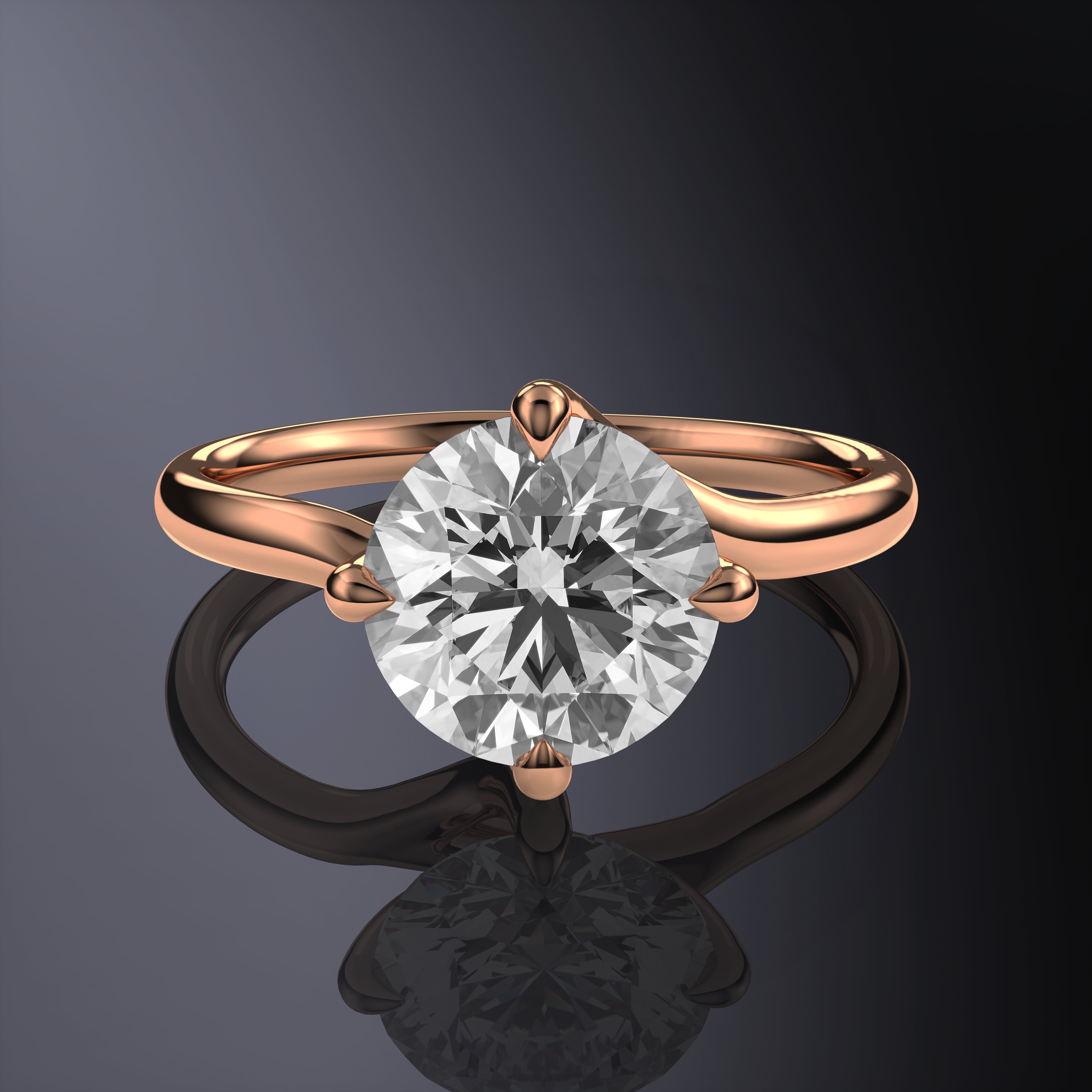 Round Solitaire Bypass White Ring