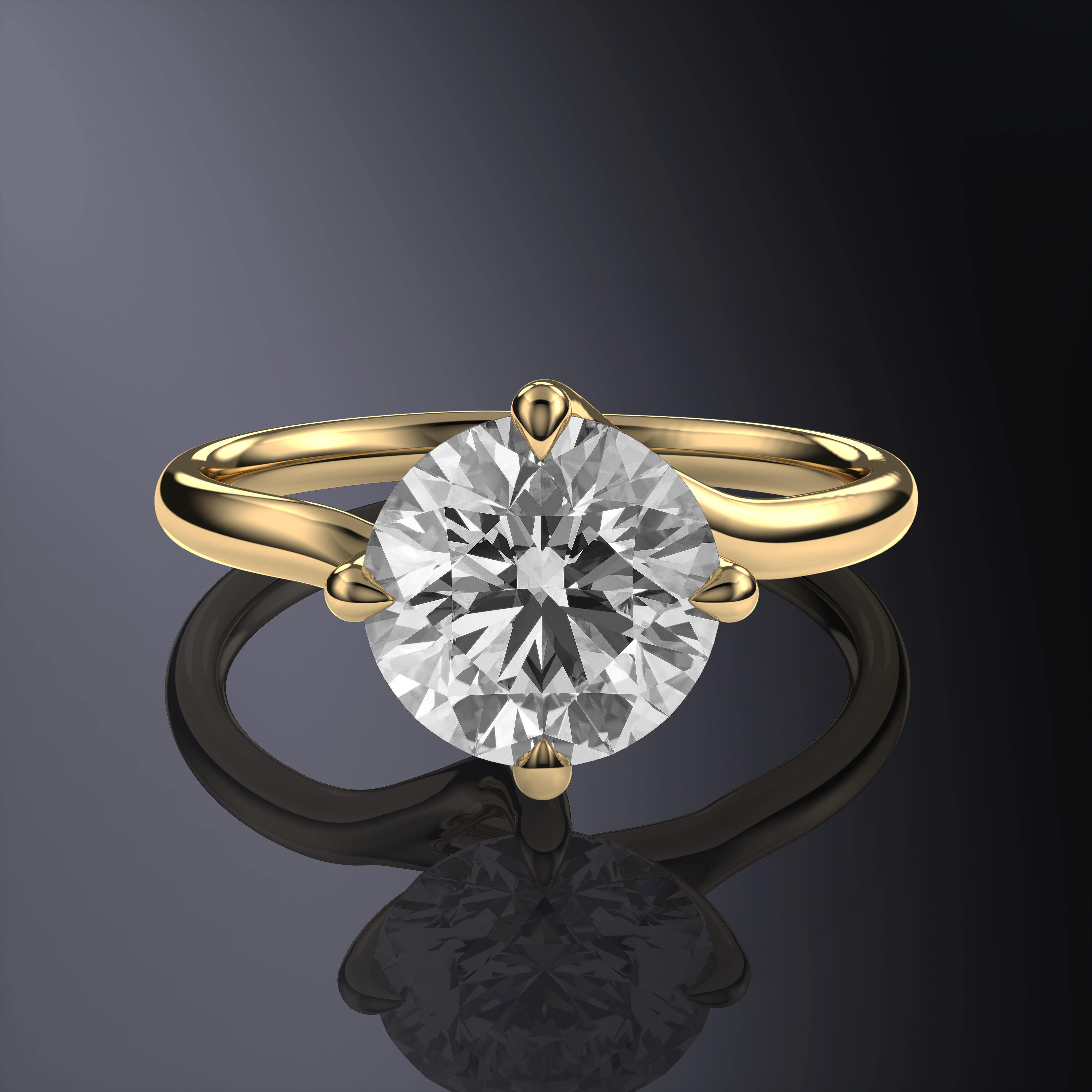 Round Solitaire Bypass White Ring