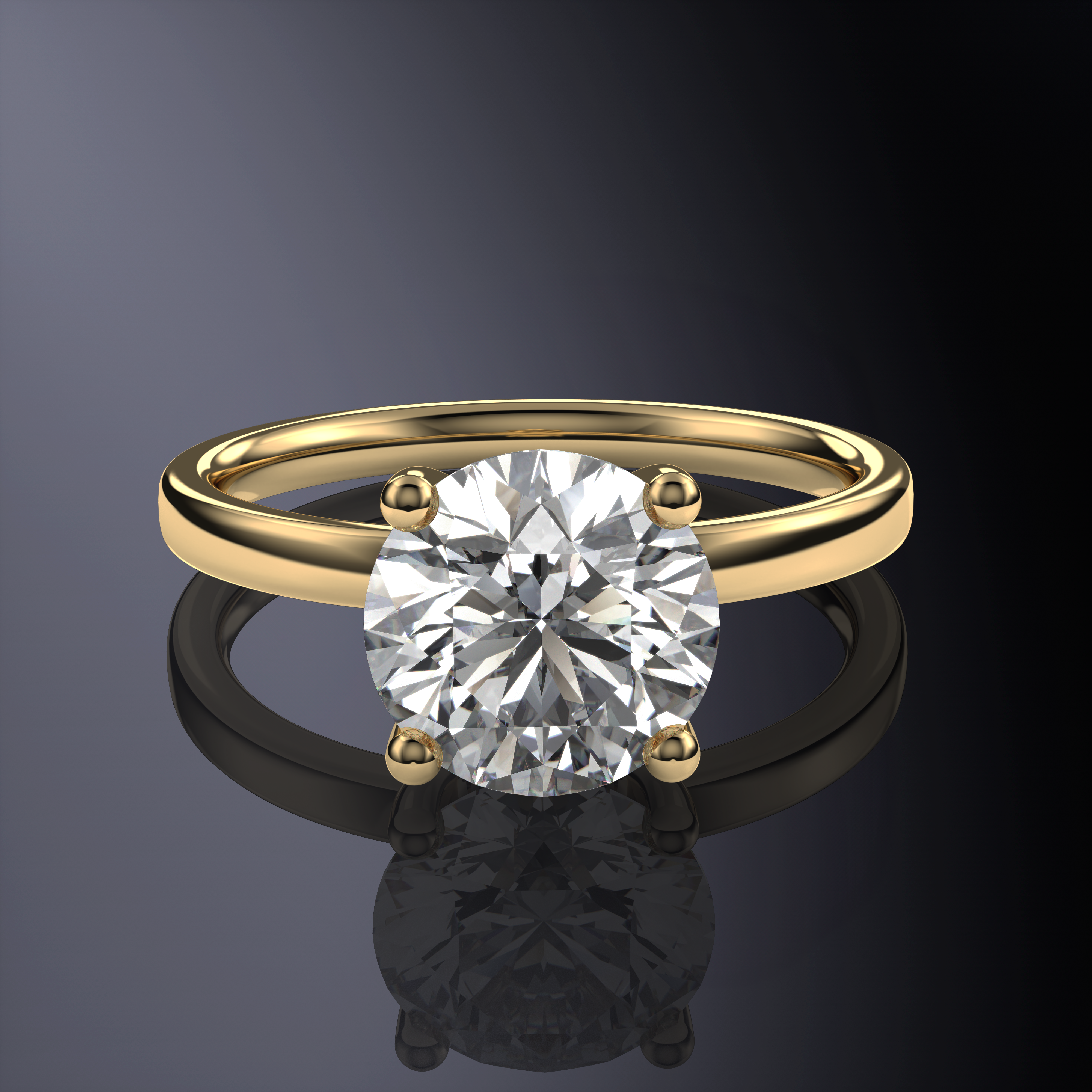 Round Solitaire Yellow Ring with Hidden Halo