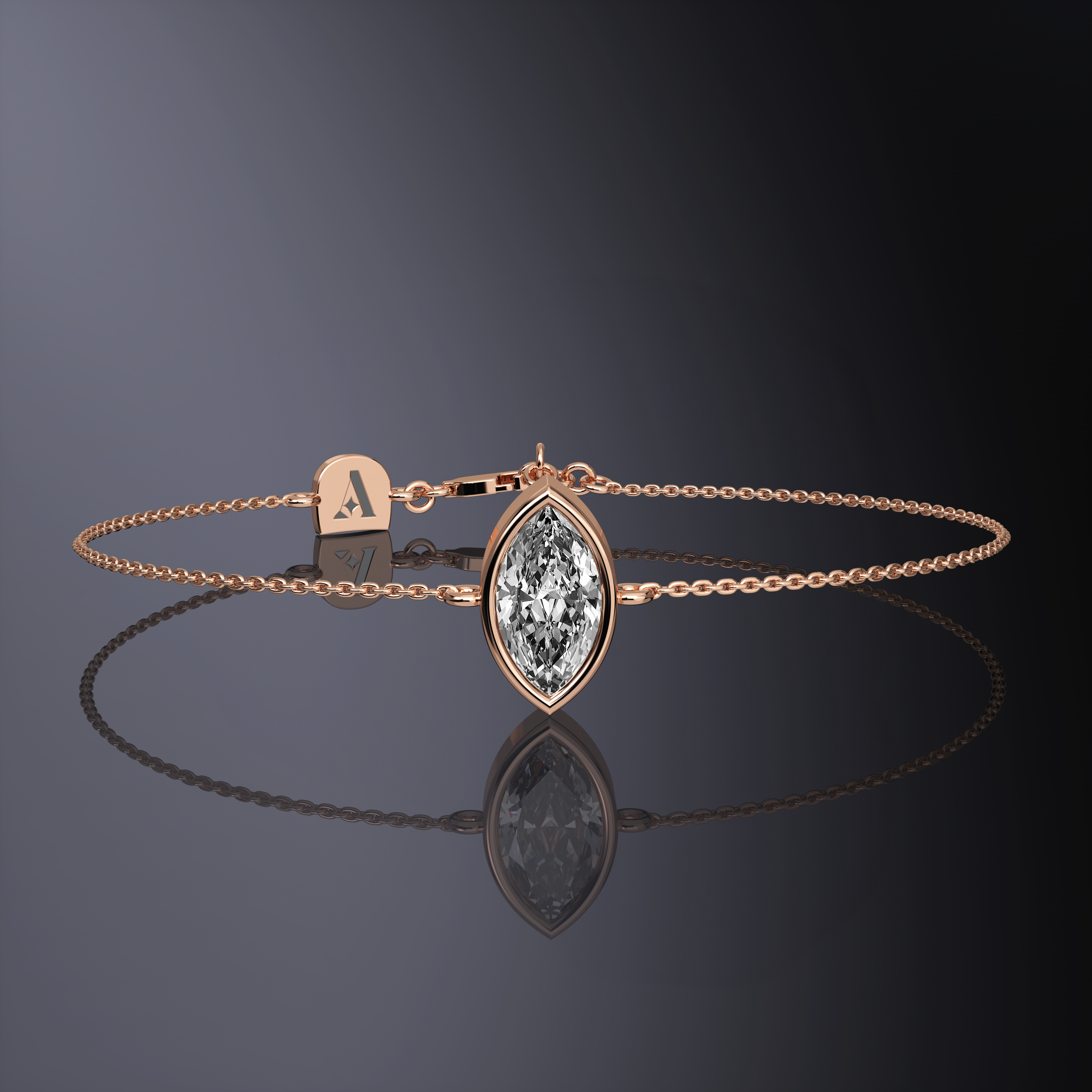 Bracelet chaîne solitaire taille marquise