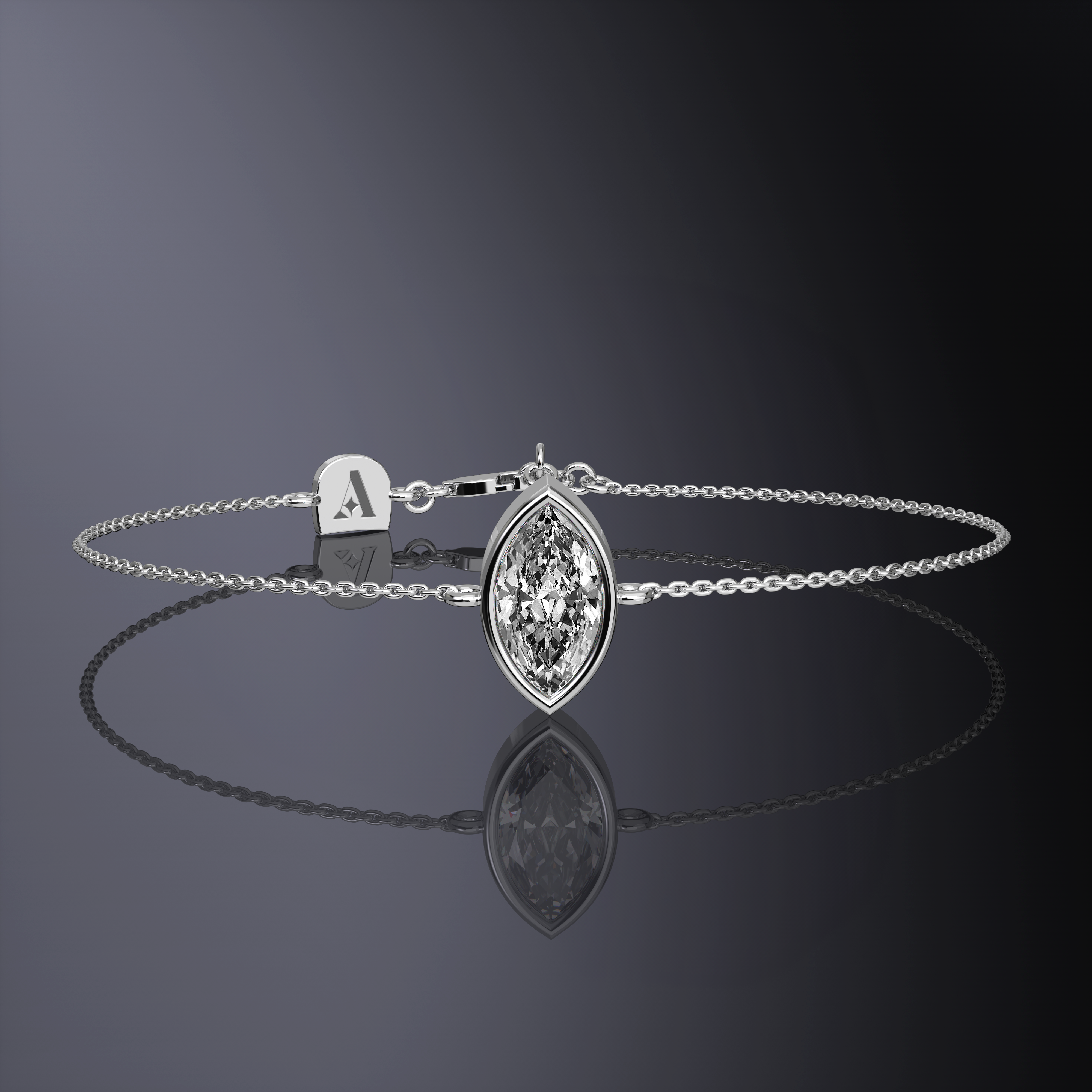 Bracelet chaîne solitaire taille marquise