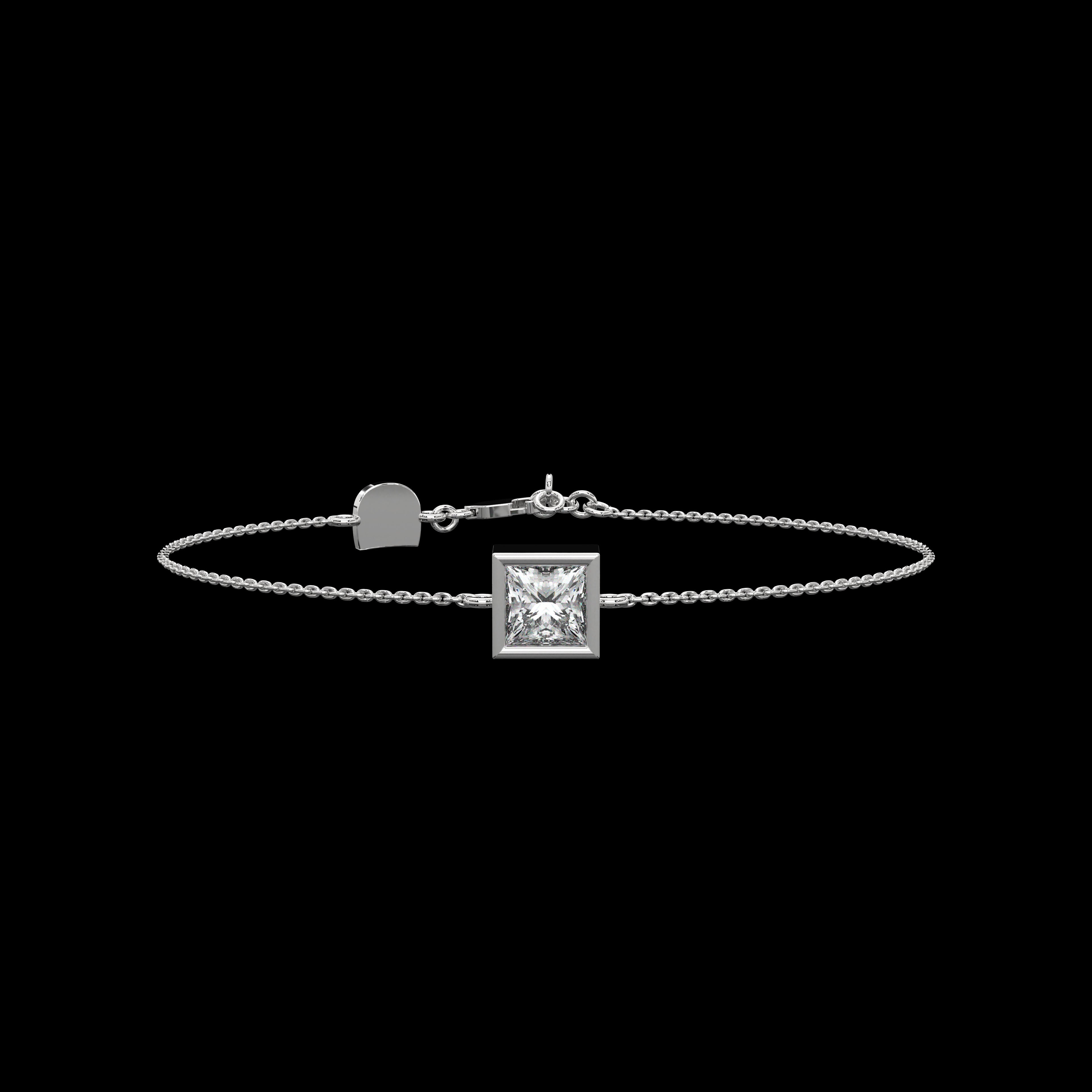 Bracelet chaîne pierre unique taille princesse